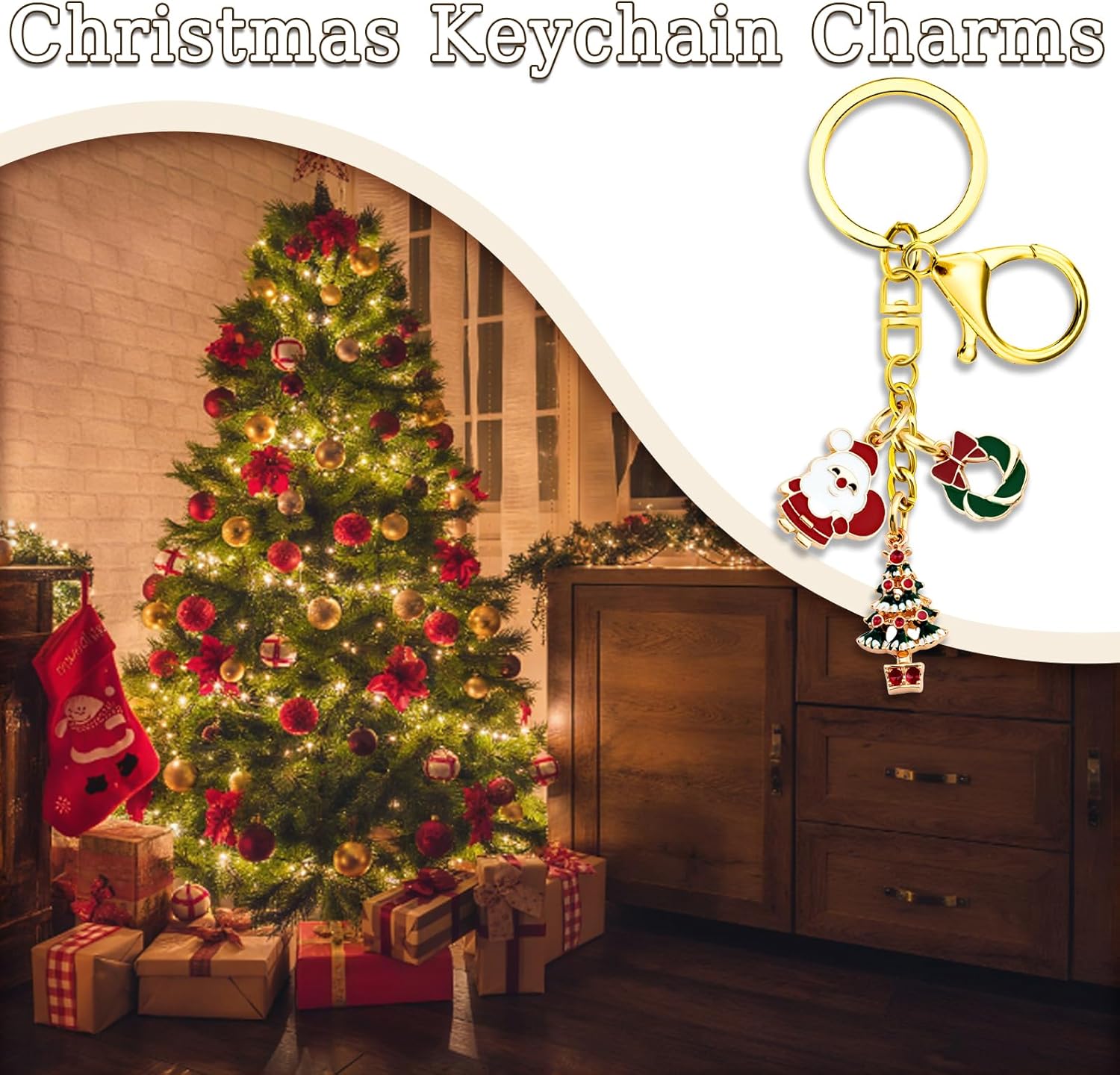 Christmas Keychain Christmas Bag Charm Christmass Purse Charms Stocking Stuffers for Friends Sister Coworkers Womens Diamond Art Christmass Ornaments - Image 4