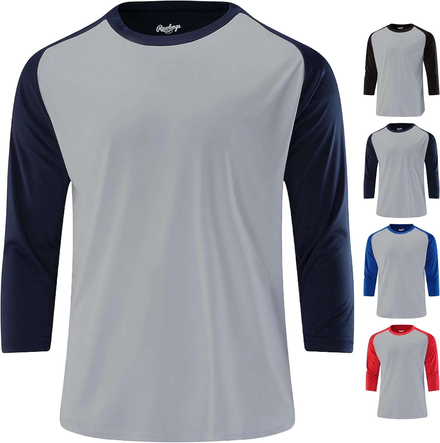 Rawlings Men's Rawlings | Men's Athletic Fit 3/4 Sleeve Shirt | Baseball Training Apparel | Multiple Colors