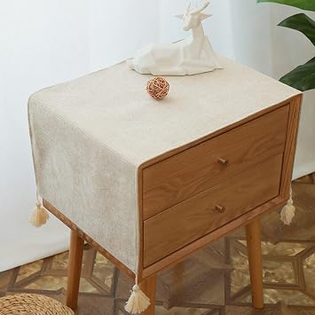 Simple Bedside Table Cover Cloth nightstand Tablecloth Cover Small Square Tablecloth Suitable for end Table Side Table Cabinet 15.7 * 35.4 inches,Beige