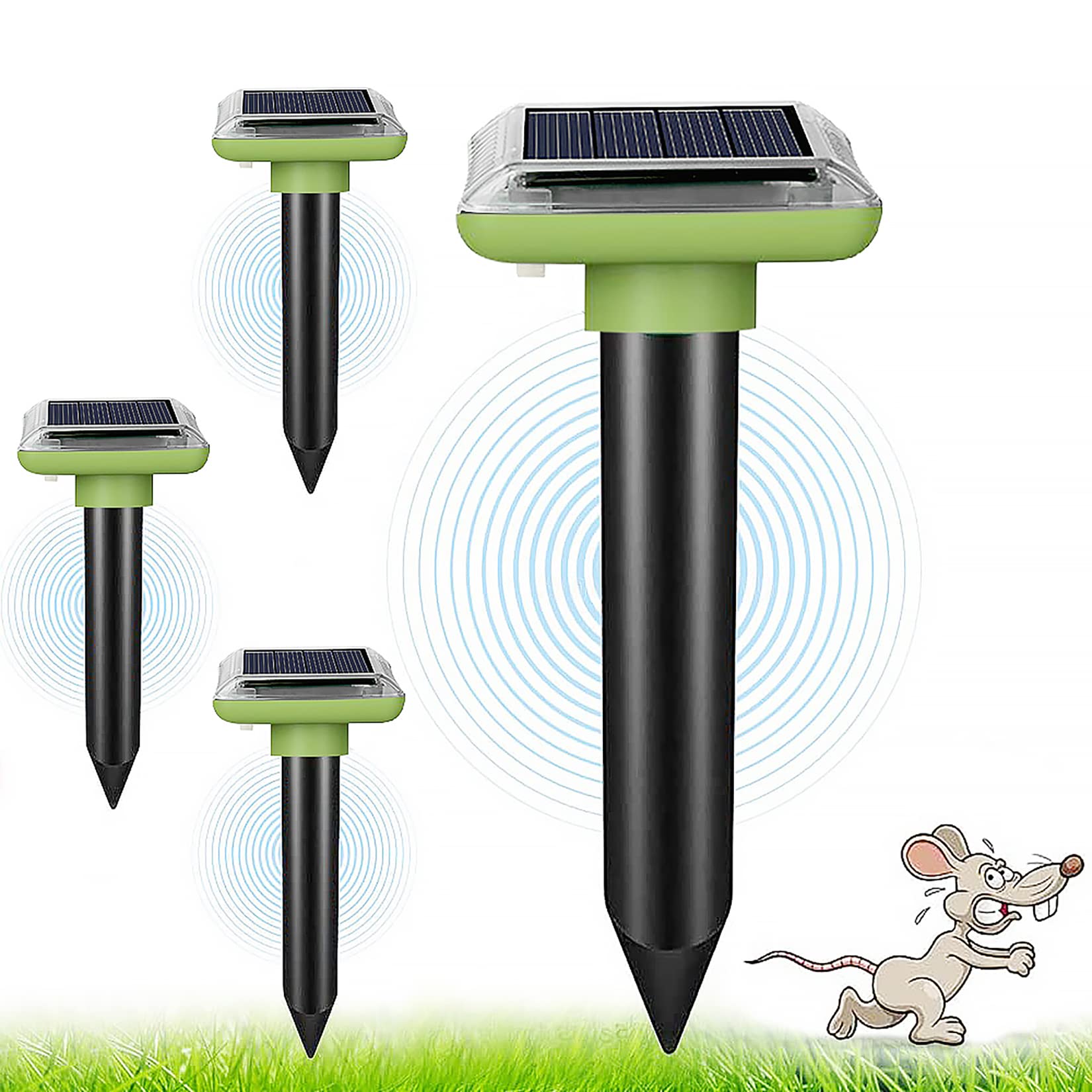 Solar Mole Repellent Ultrasonic,Ultrasonic & Solar Powered,IP66 Waterproof,Control Groundhog,Snake,Rodent,Gopher,Pest,Use for Lawn Garden Yards