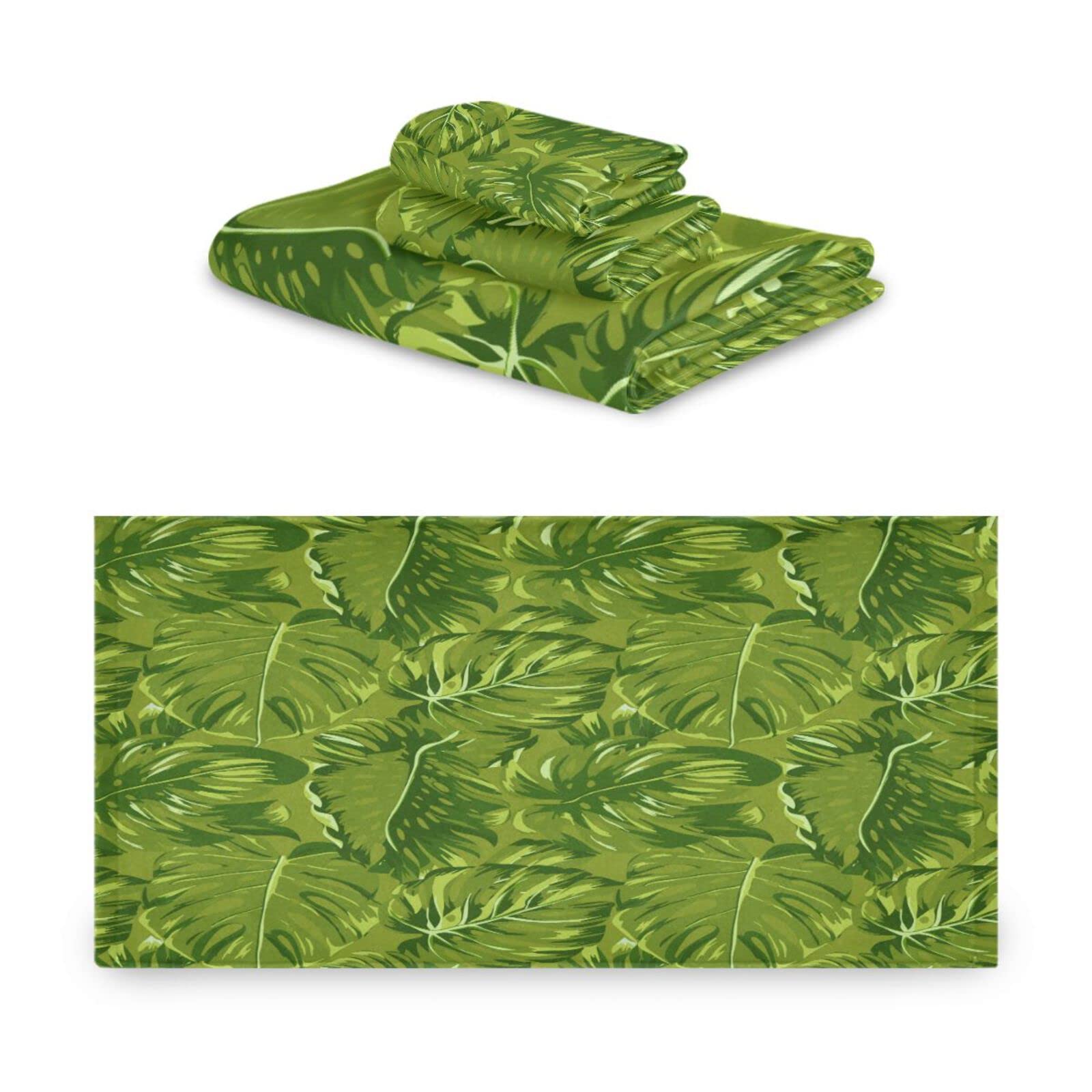 OFloral Grüne Bananenblatt-Waschlappen – 38x76 Cm – Super Saugfähig & Weich – Für Gesicht & Körper
