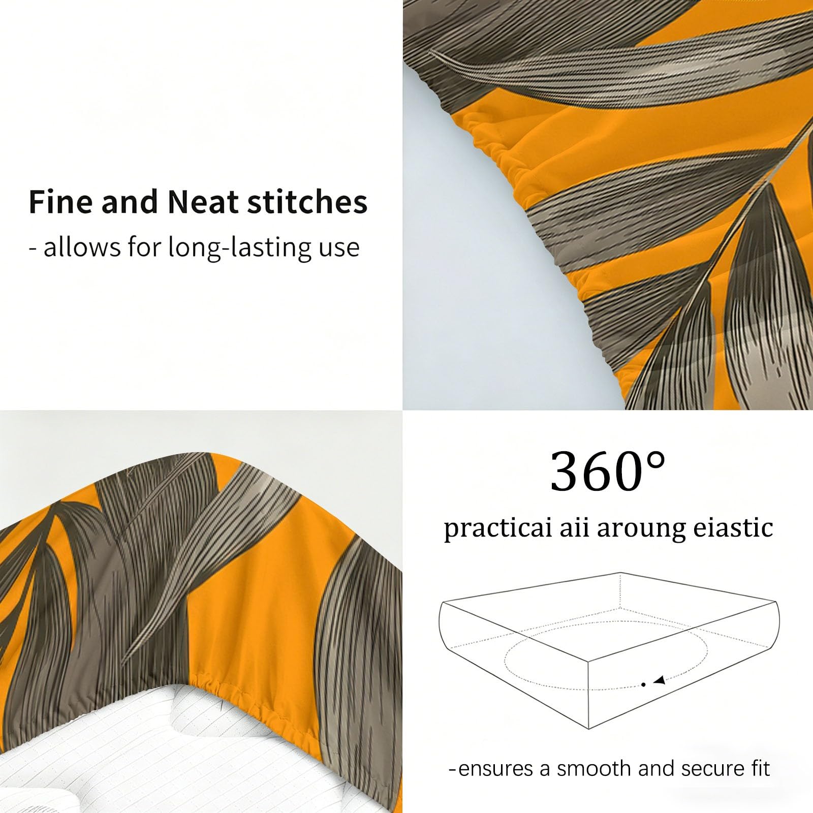 Juego de sábanas bajeras ajustables de 3 piezas, 90 x 200 cm, diseño retro de hojas tropicales de microfibra, suave y acogedora, con 2 fundas de almohada de 80 x 80 cm, colchones de hasta 30 cm