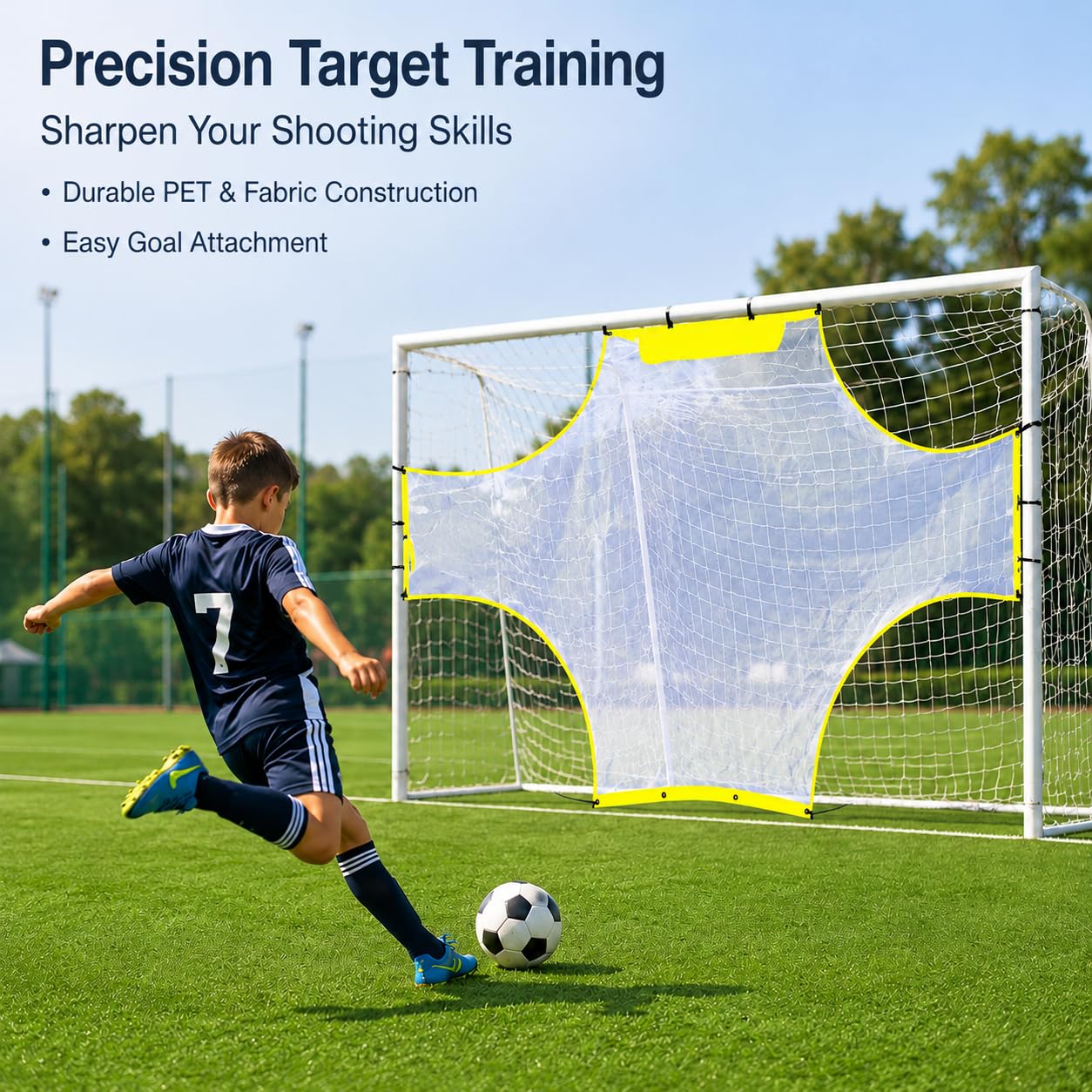Fußball Trainingszubehör Torwand, Robustes Polyester Zielnetz für Schießgenauigkeit, faltbar, tragbar – perfekt für Vereine und Jugendspieler