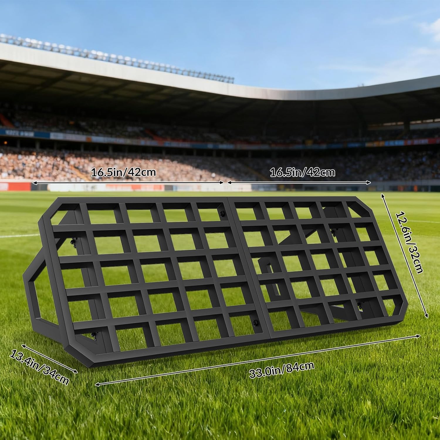 Tavola da rimbalzo da calcio, portatile, per adulti e bambini, 2 angoli in metallo, attrezzatura per allenamento da calcio per cortile, tavole di rimbalzo regolabili per il passaggio
