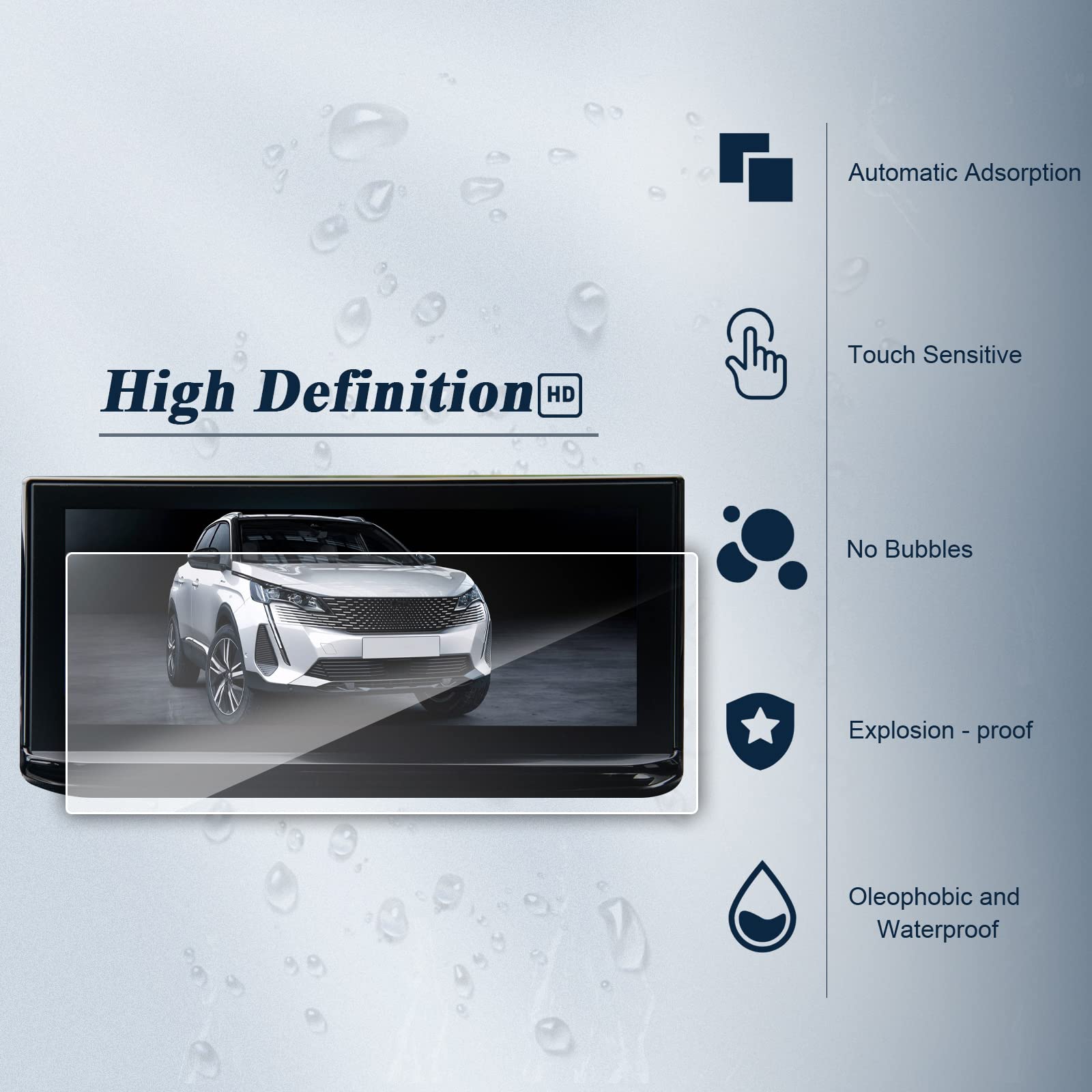 Displayschutzfolie Für Peugeot 3008 (2021-2024) – 9H Gehärtetes Glas, Anti-Fingerprint, Kratzfest Für 10-Zoll Navi