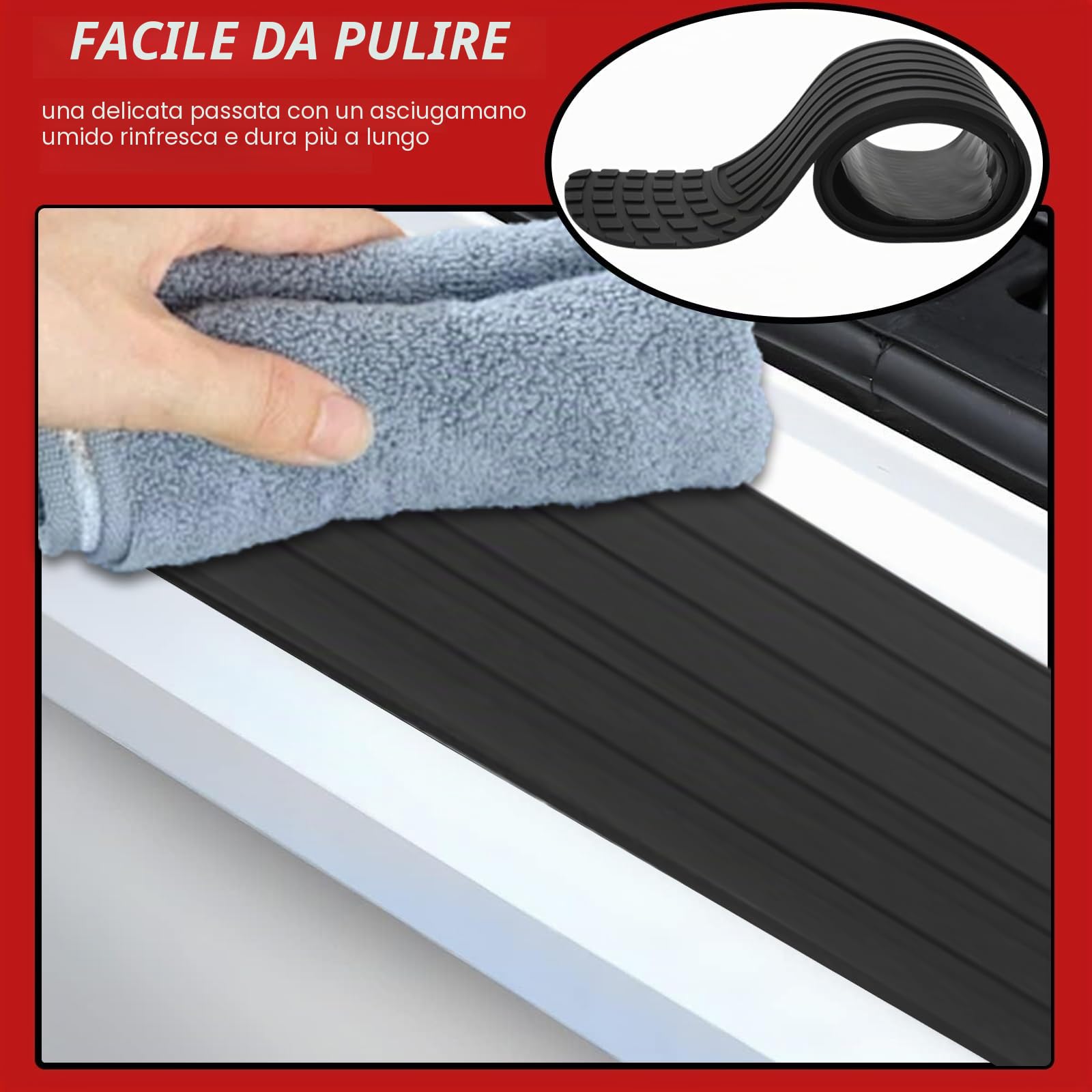 Gomma Protezione Paraurti Auto Autoadesiva Tappetino Bagagliaio Resistente Graffi Tagliabile