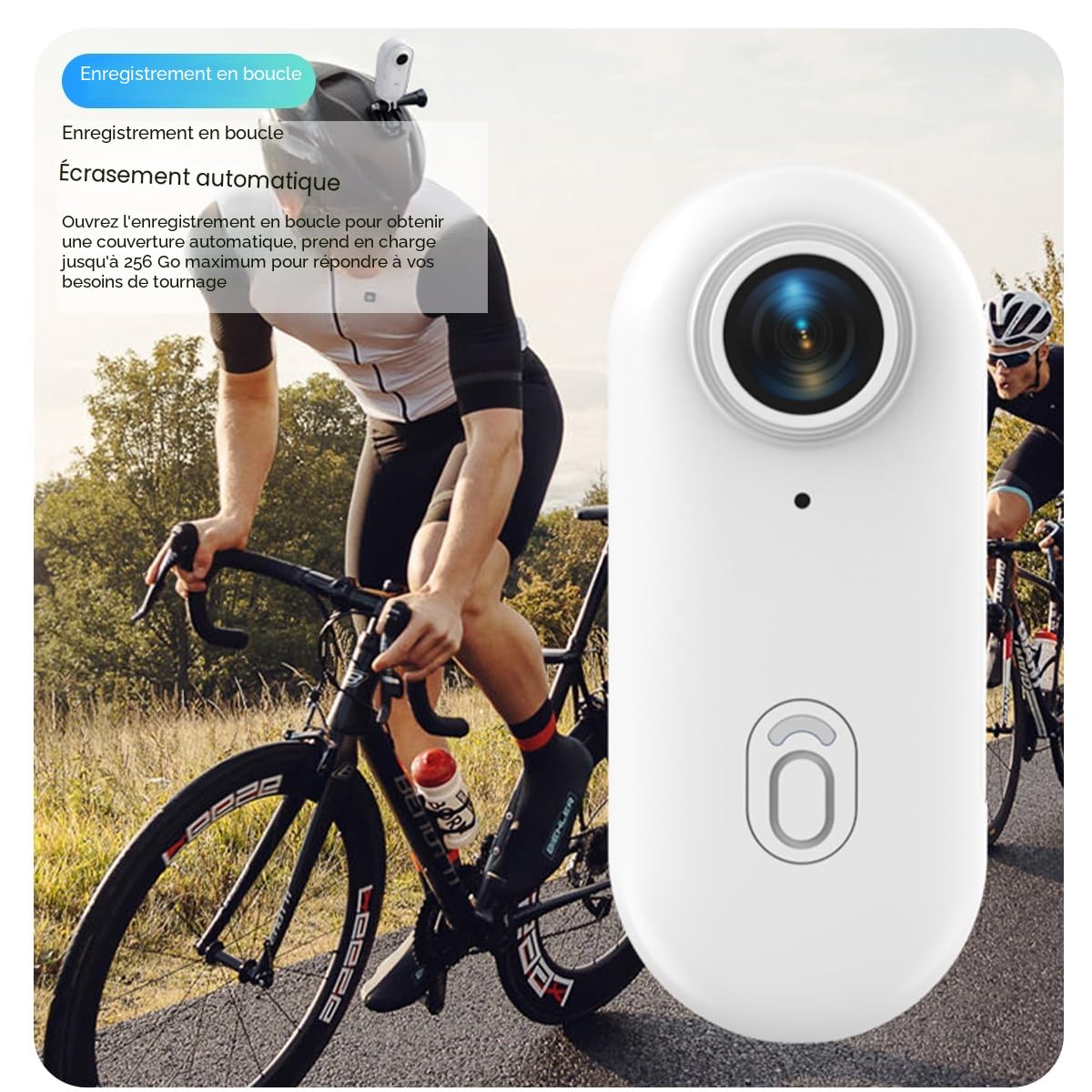 Winnes Mini Camera Sport 1080P WiFi Caméra Vlog Objectif Grand Angle de 120°,Thumb Camera Action IP68 Étanche à 30M,Batterie 800 mAh Convient pour Vélo,Ski,Plongée,Animaux