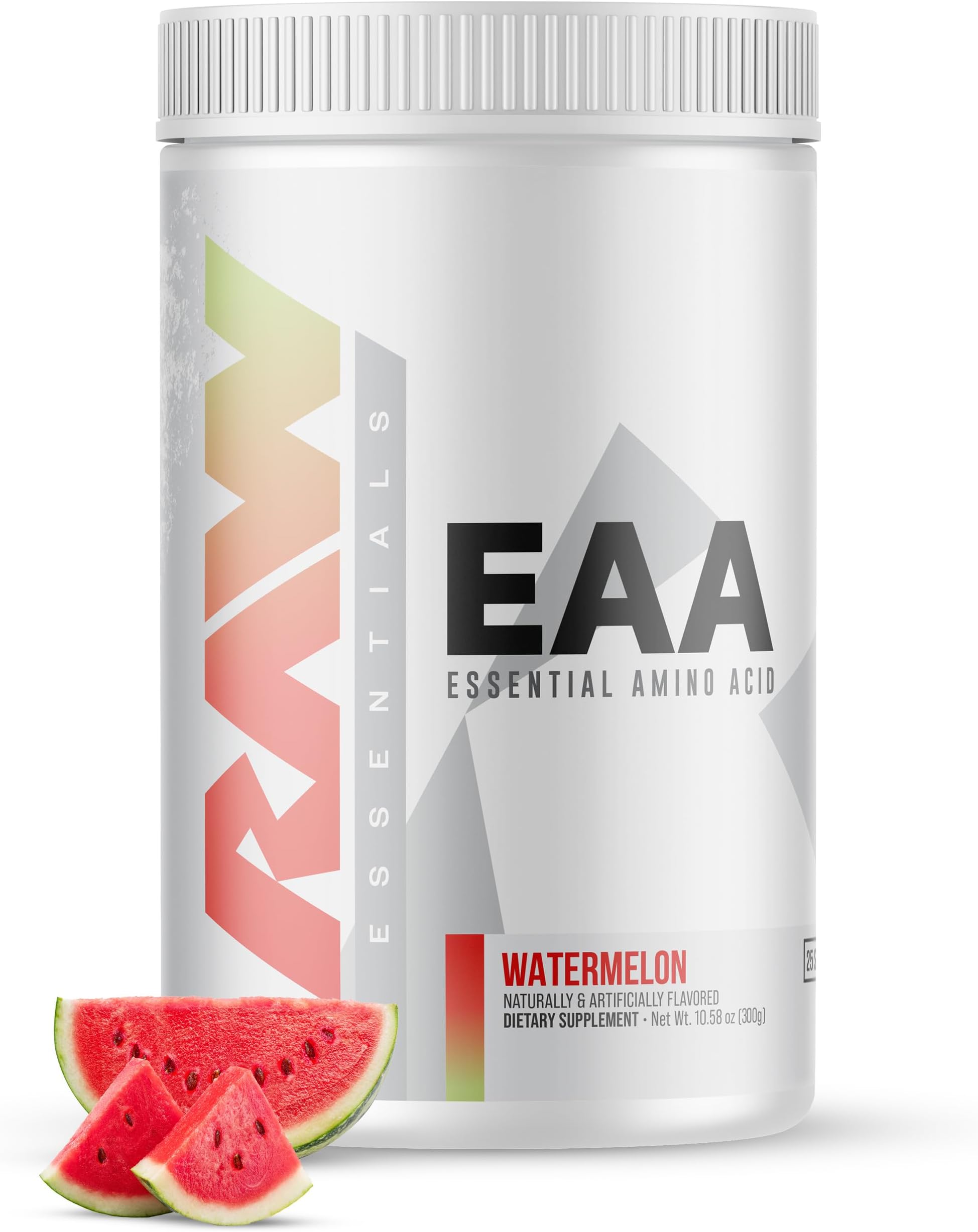RAW EAA Essential Amino Acids Powder Supplement | Maximize Protein Synthesis, Build Lean Muscle Mass | Increase Strength, Endurance, Recovery | BCAA Energy Supplement | Watermelon (25 Servings)