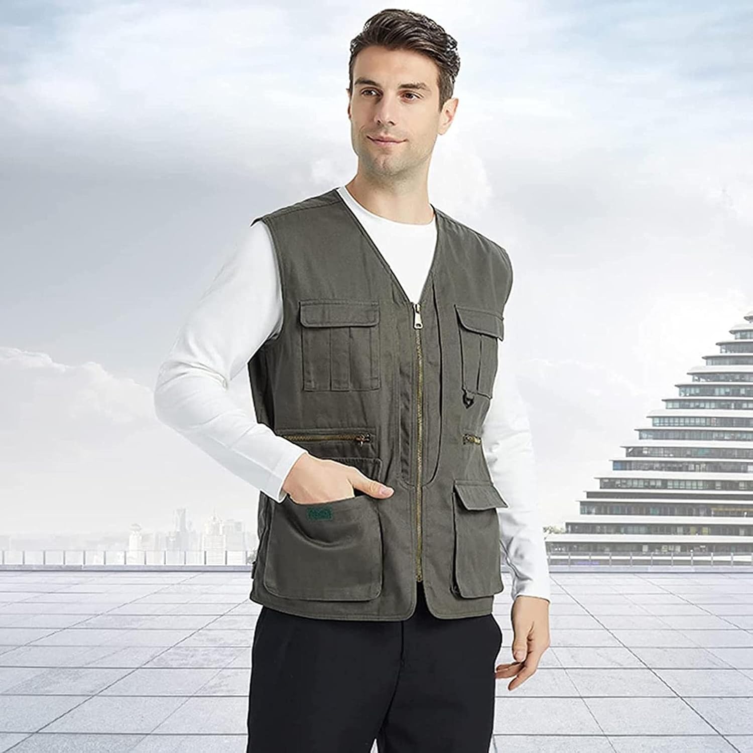EMF Shielding Anti-Radiation Clothing,Electromagnetic Radiation Protective Clothing Protect The Body from Radiation Injury,Green-XL-50%-Buttons
