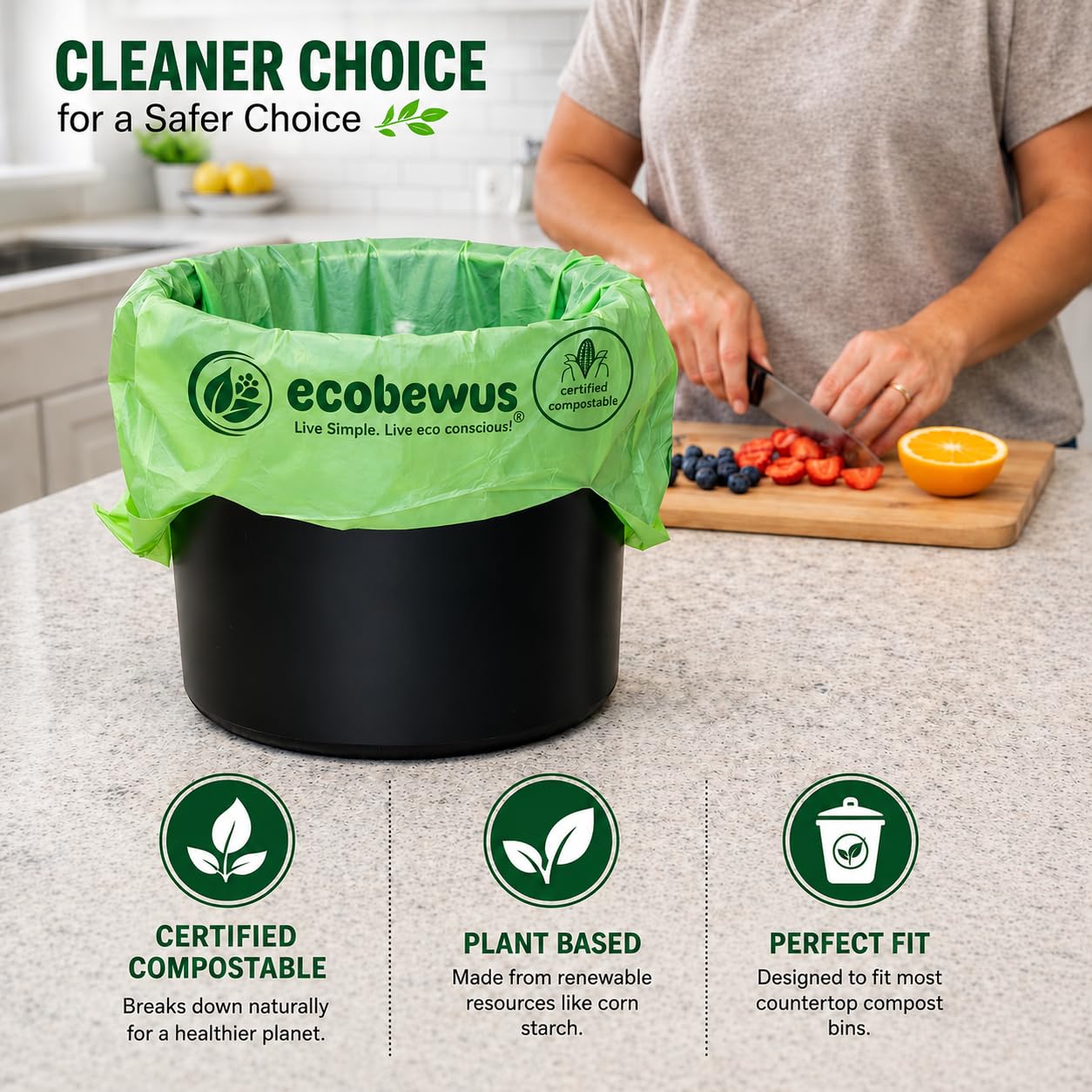 Bolsa de eliminación de residuos de mascotas 100% compostable (120 bolsas) a base de plantas para gatos y excrementos, bolsas de recogida de excrementos de perro con asas, sacos de pañales US BPI ASTM
