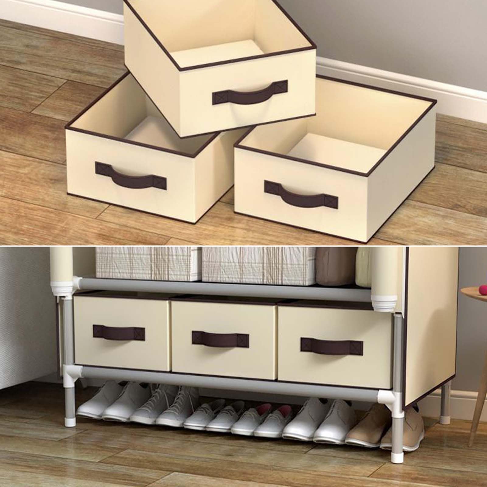 Stoff Kleiderschrank, Stoffschrank mit Kleiderstange, Tragbarer Kleiderschrank Diverse Farben, für Aufbewahrung, Taschen, Schlafzimmer, Ankleidezimmer (C 90cm)