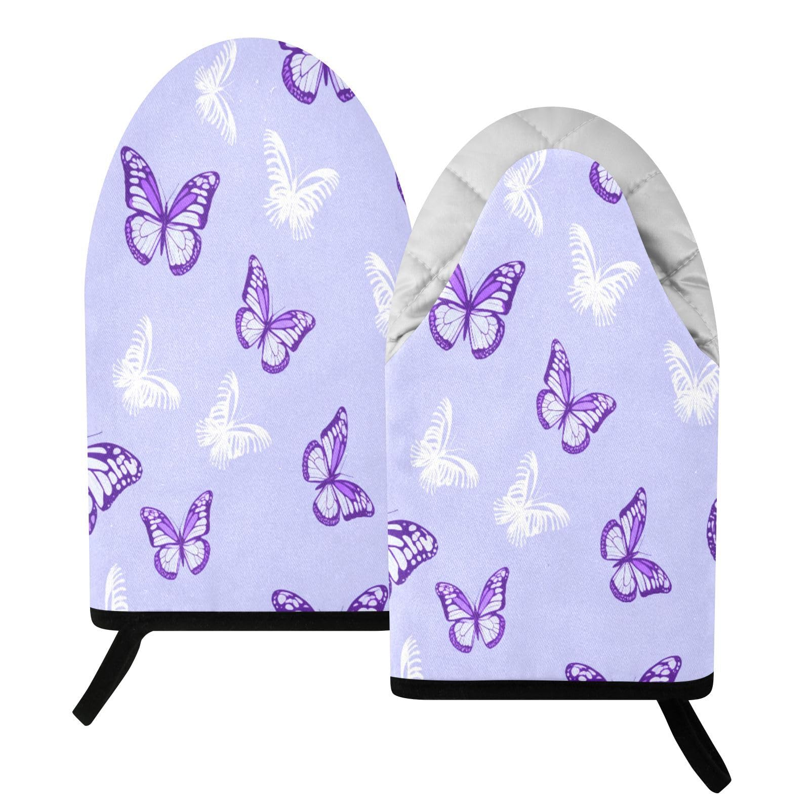 BURSTDDY Butterflies Oven Mitt,Heat Resistant Kitchen Mitts for Cooking