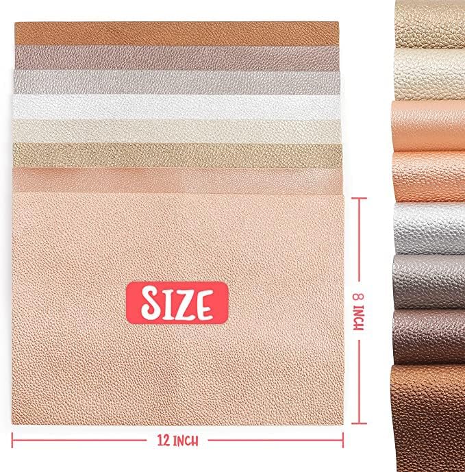 Miniatura 5 de Hojas de cuero sintético de perlas brillantes tela de cuero sintético PU metálica con textura brillante perla suave, 8 unidsjuego de 12 x 8 pulgadas