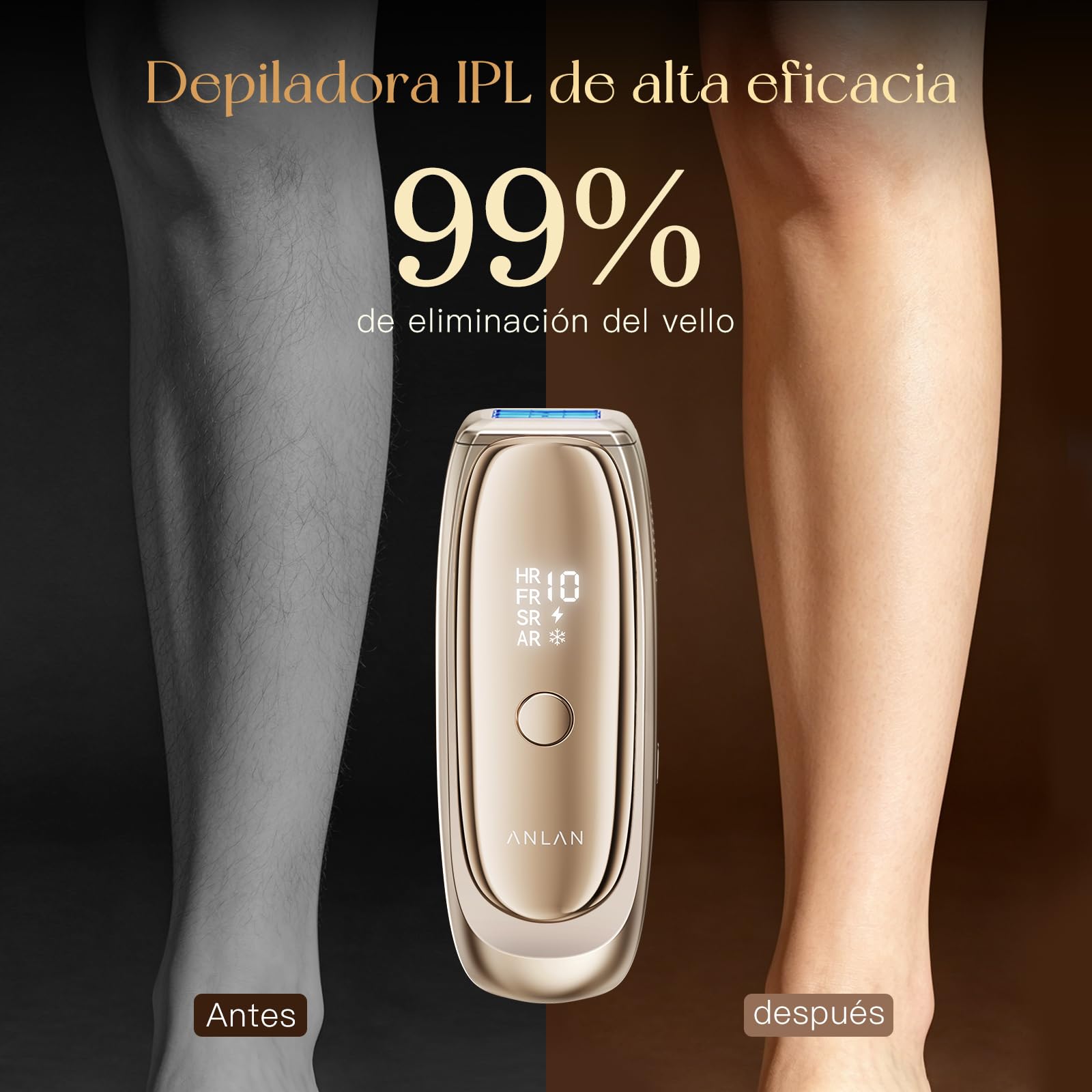 26J Depiladora Laser con Función de Refrigeración, ANLAN 5 Pulses IPL Depiladora de Luz Pulsada 10 Niveles Energía, Maquina laser depilacion Casa para Mujer Hombre, Rostro Bikini Axilas Cara Cuerpo