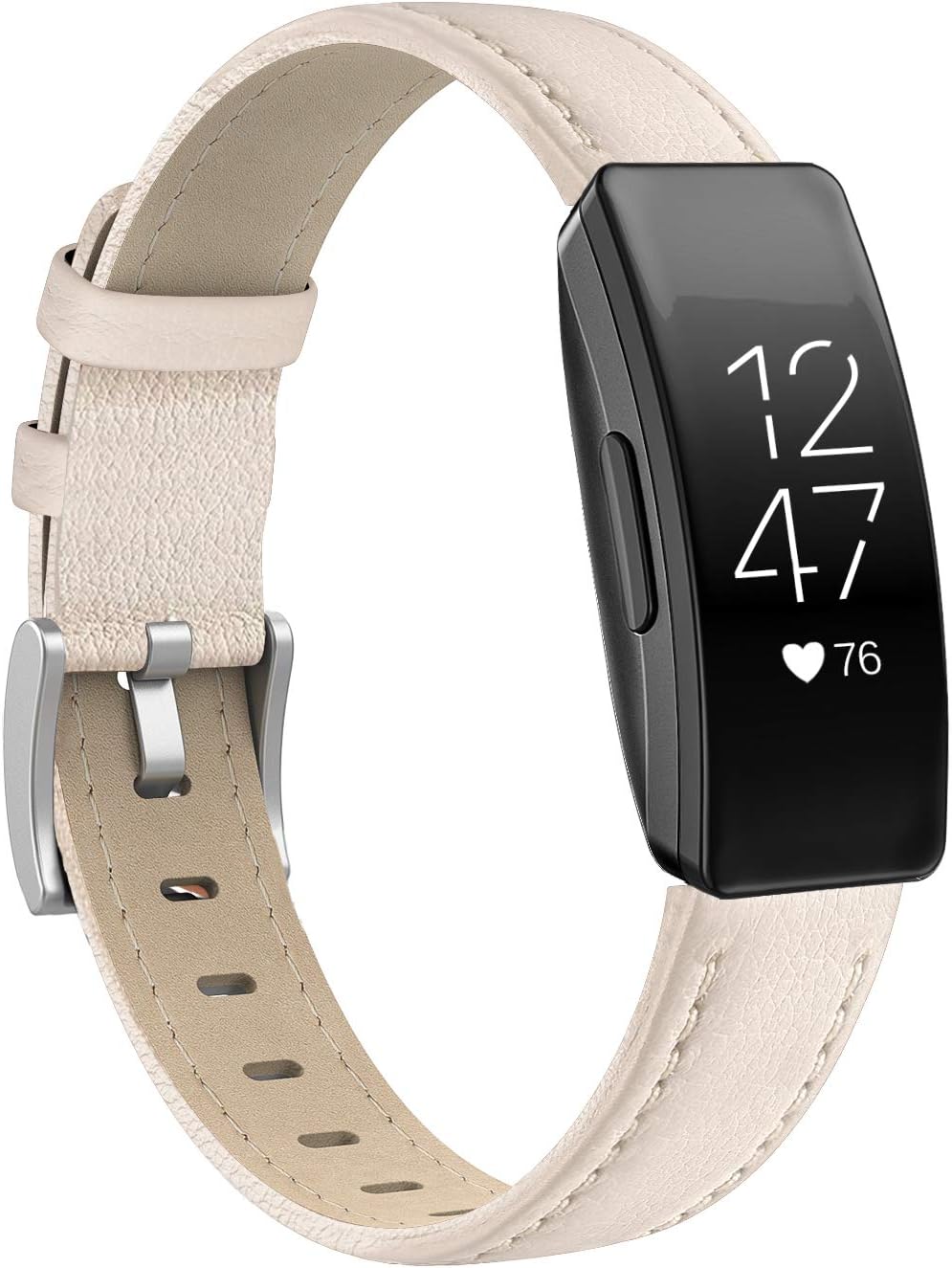 Genuine Leather Strap - Compatible with Fitbit Inspire, HR, 2; Women & Men's Replacement Sport Wristband