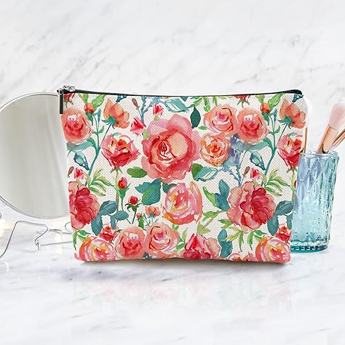 Miniatura 3 de Bolsas de maquillaje de viaje para mujer, bolsa de cosméticos grande de lino, organizador de maquillaje, bolsas de tocador, bolsa de 10 x 7