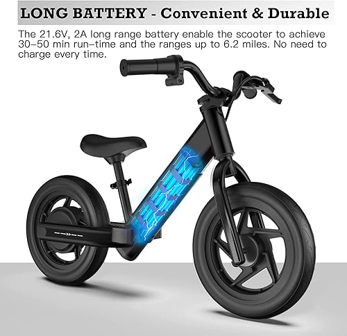 Miniatura 3 de Hiboy BK1 - Bicicleta eléctrica para niños de 3 a 5 años bicicleta eléctrica de equilibrio de 24 V y 100 W con neumático inflable de 12 pulgadas y
