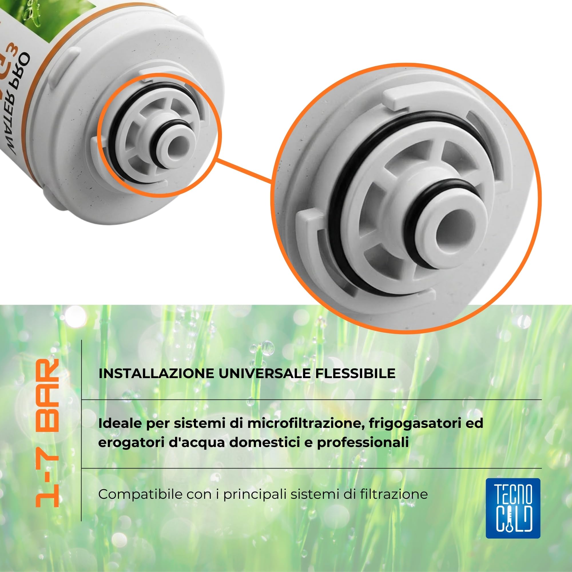 Filtro Acqua Microfiltrazione 0.5 µm Water Pro AG03 – Carbon Block con Membrana Plissettata – 5000 L – 3 L/min – Azione Batteriostatica – Riduce Cloro, Odori e Impurità