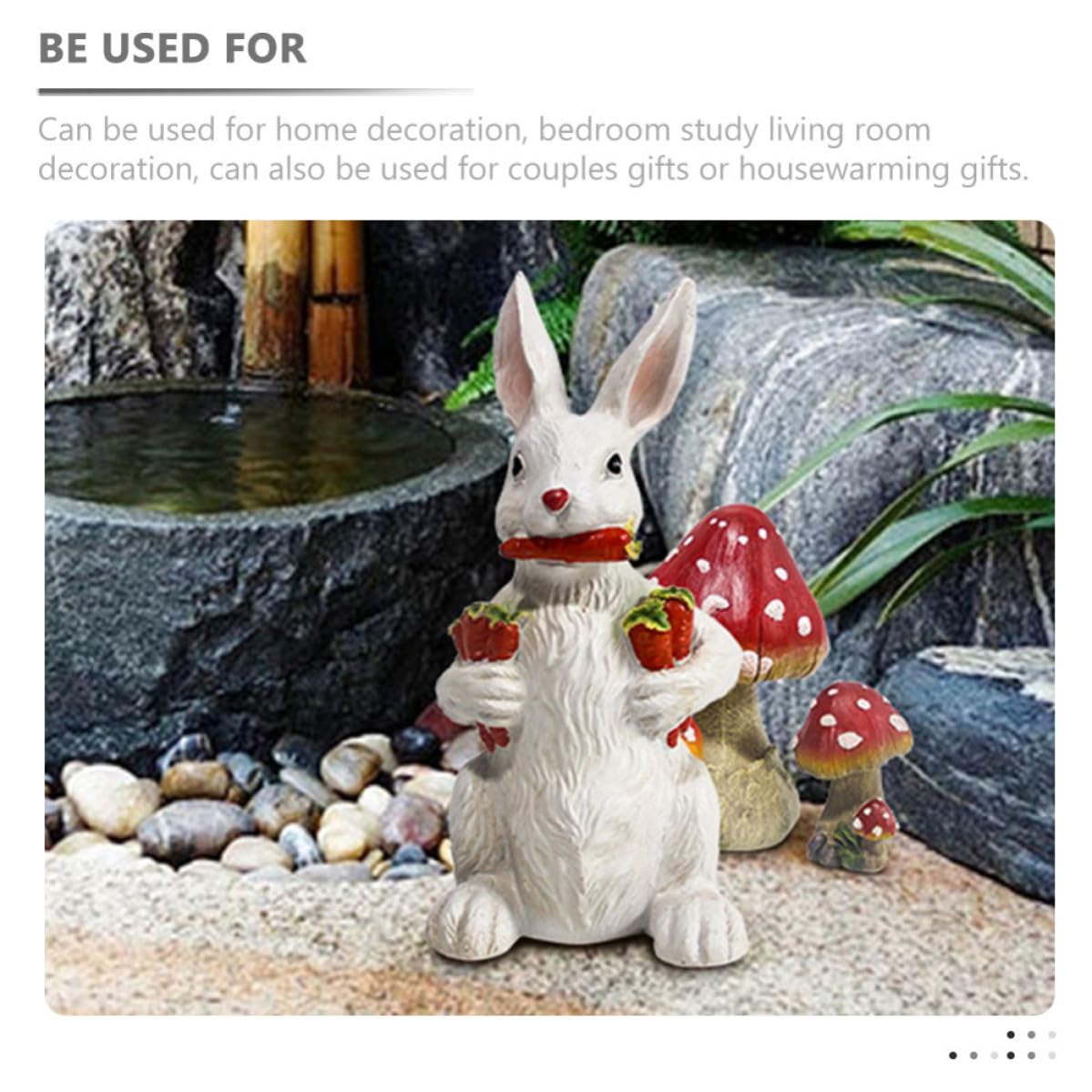 Mikikit Statue de Lapin Résine avec Carottes Sculpture Animal Décorative pour Jardin et Balcon Figurine de Lapin Adorable pour Décoration de Pâques et Intérieur