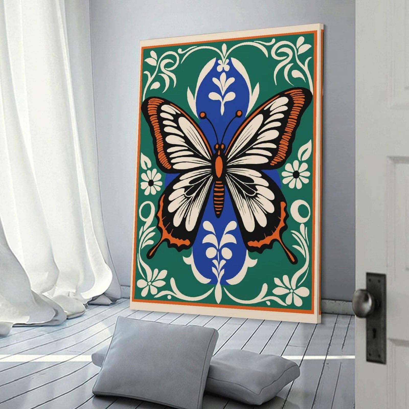 Junmoney Butterfly Floral Art Canvas Wall Art 08x12inch(20x30cm), for Wall Displays, Bedrooms Or Room Updates, Ideal for Building A Coordinated Art Wall