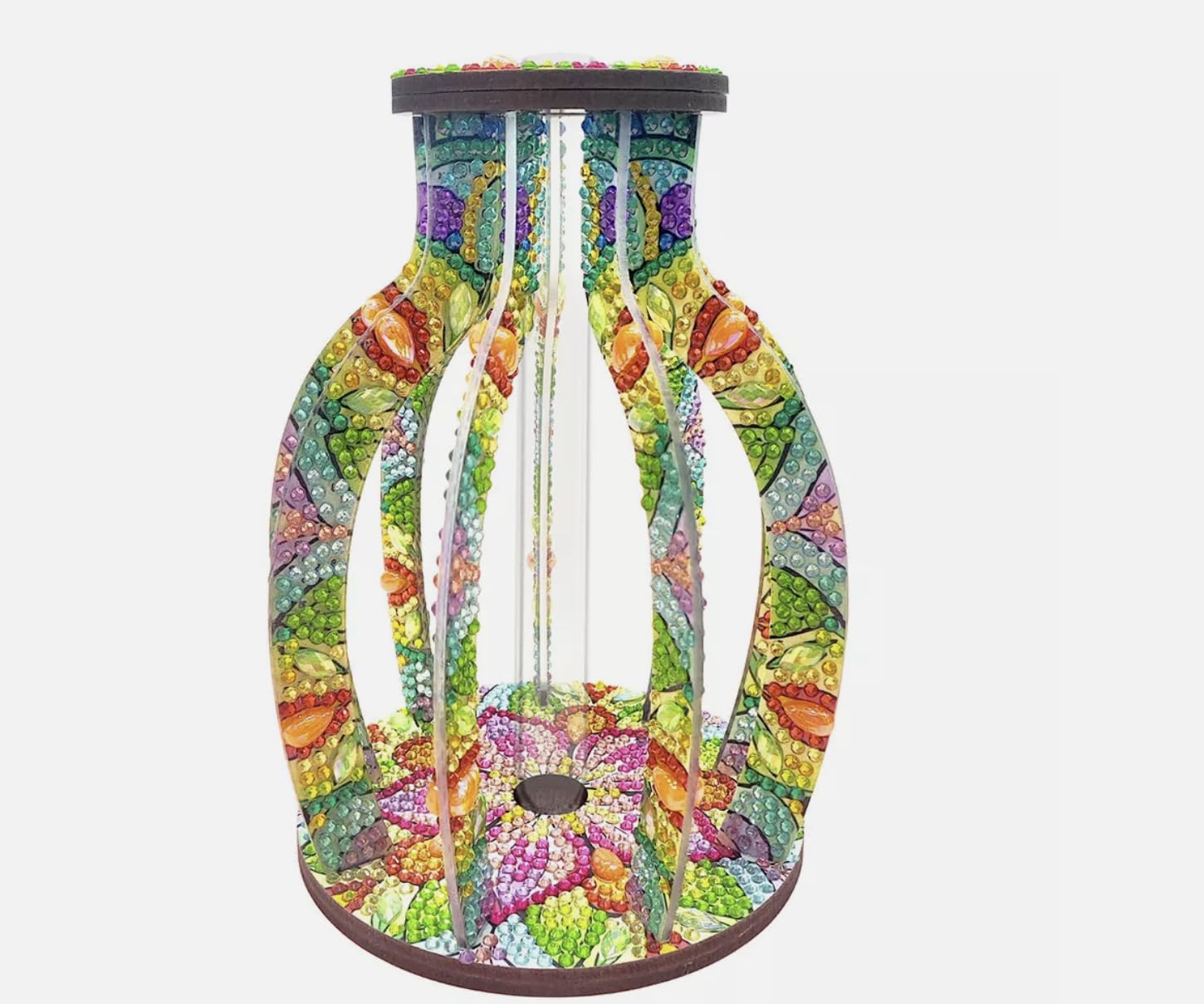 Syntego 5D DIY Buildable Green Colourful Floral Narrow Stem Vase Diamond Art Kit for Beginners and Adults Approx 15cm x 11cm