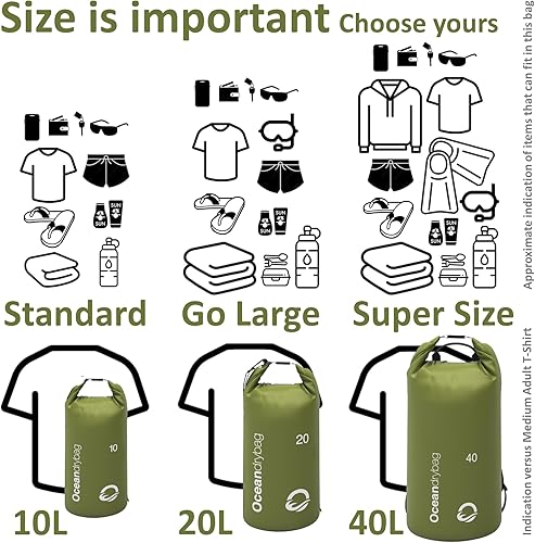 Miniatura 3 de Oceandrybag  Mochila impermeable  Saco seco flotante portátil para kayak, playa, rafting, canotaje, senderismo, camping, pesca con funda impermeable