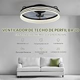 LUDOMIDE Ventiladores de techo con luces, ventilador de techo de montaje empotrado con luces y control remoto, 6 velocidades de viento, ventilador de techo inteligente de perfil bajo para dormitorio