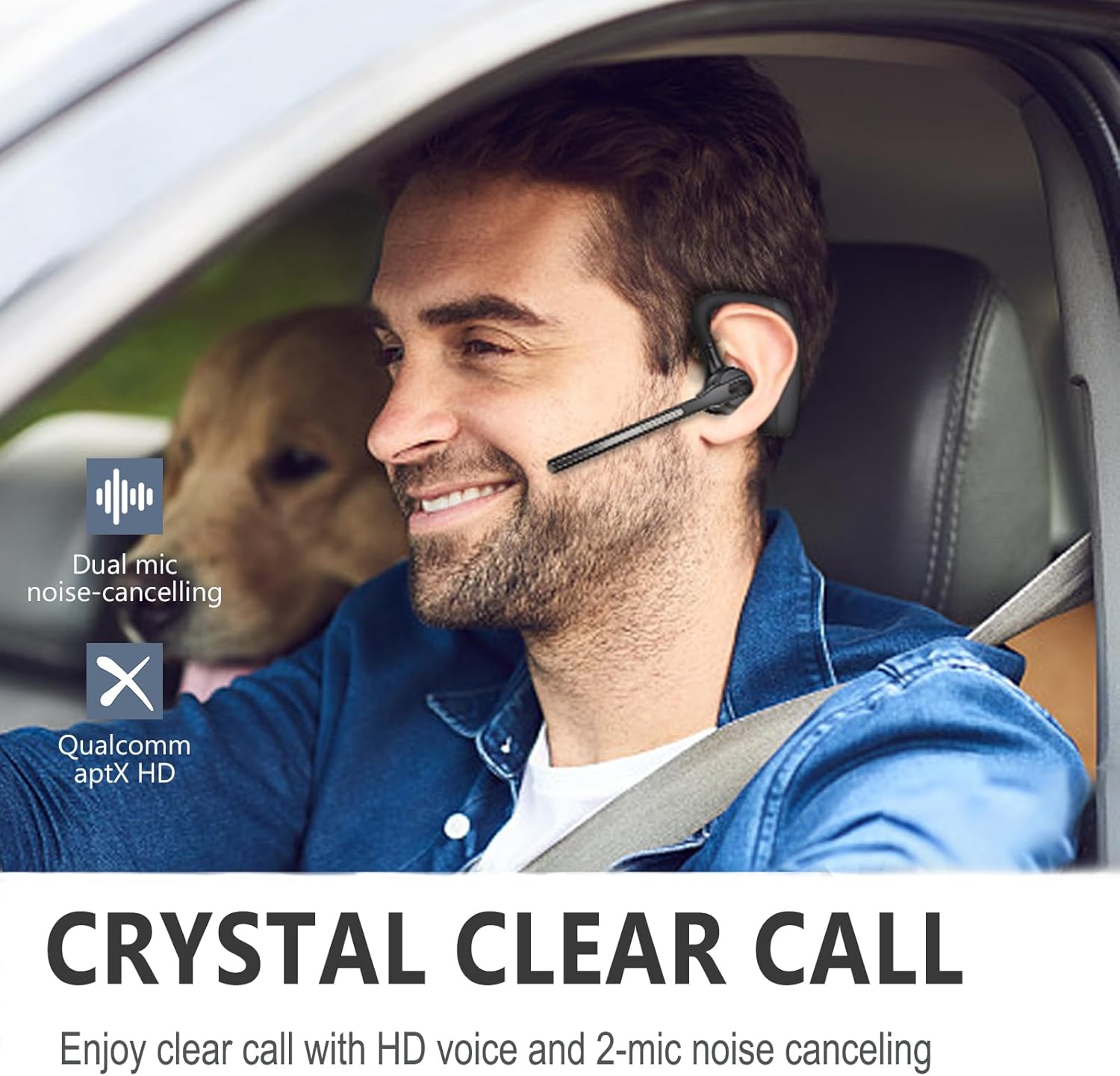 Conambo Bluetooth Headset V5.2 Wireless Bluetooth Earpiece with 750mAH Charging Case 80Hrs Talktime Wireless Headset with CVC8.0 Dual Mic Noise Canceling for iPhone Cellphone Trucker Work - Image 3