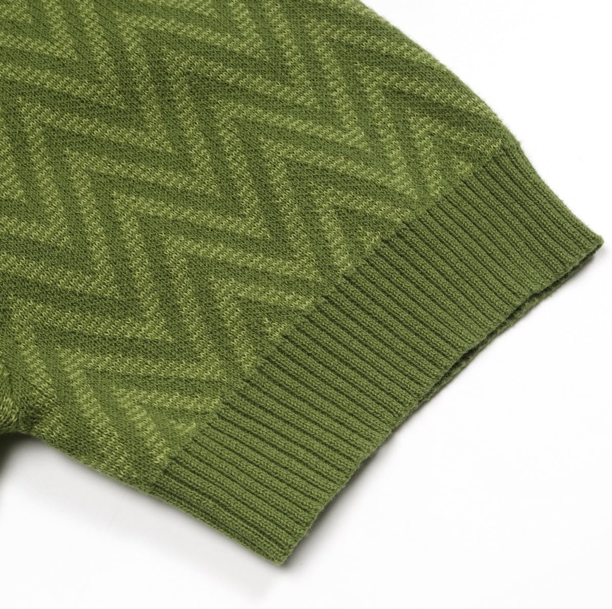 OXKNIT Men's Retro Green Knitted Poloshirt, 1960s Mod Vintage Texture Polo Cotton Short Sleeve with Quarter Button - Image 5