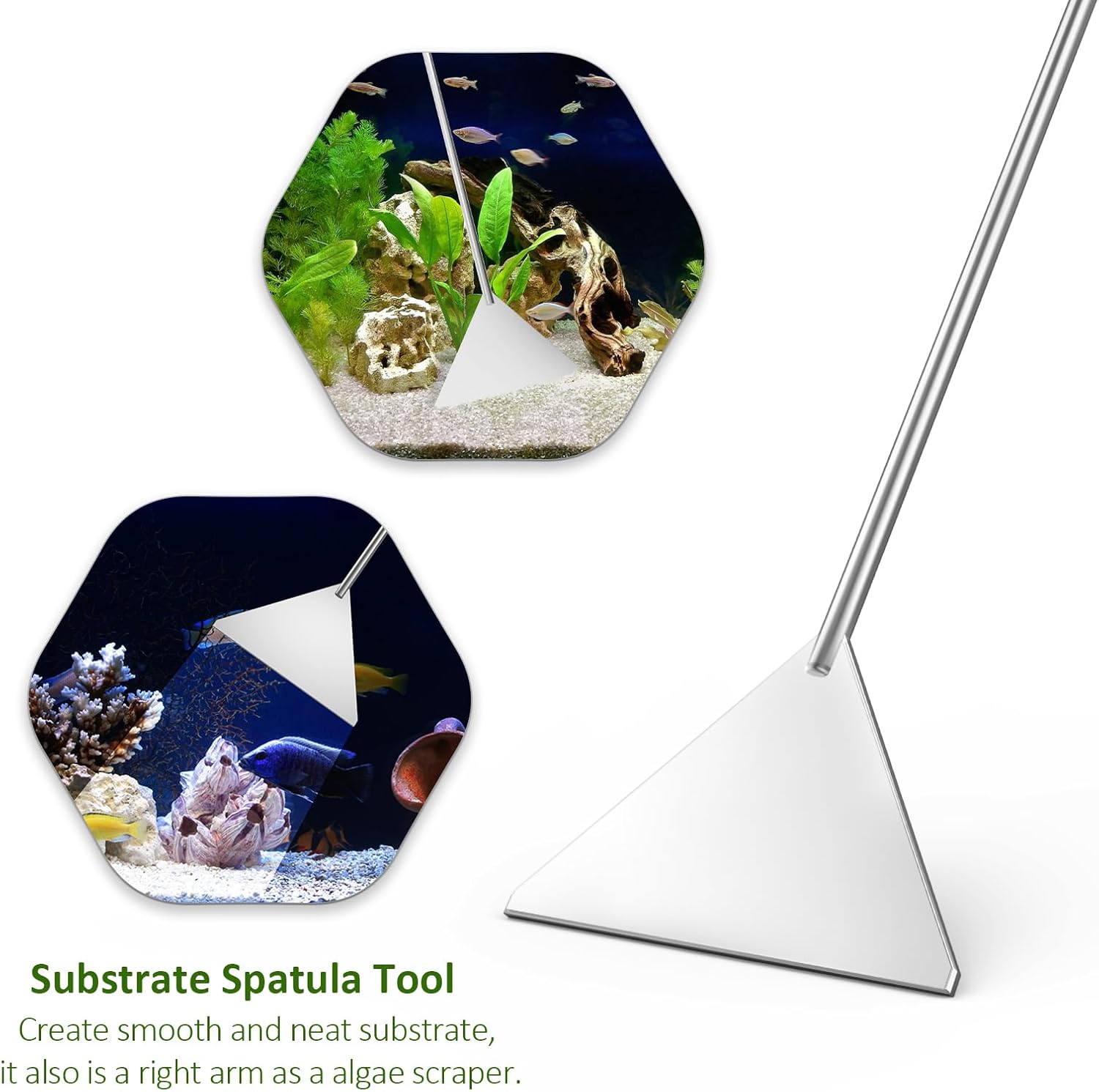 Cooclensportey Aquascape Tools - 4PCS Premium Aquascaping Tools Kit, Enduring Aquarium Tools Include Aquarium Scissors Tweezers and Algae Scraper, Terrarium Supplies for Fish Tank