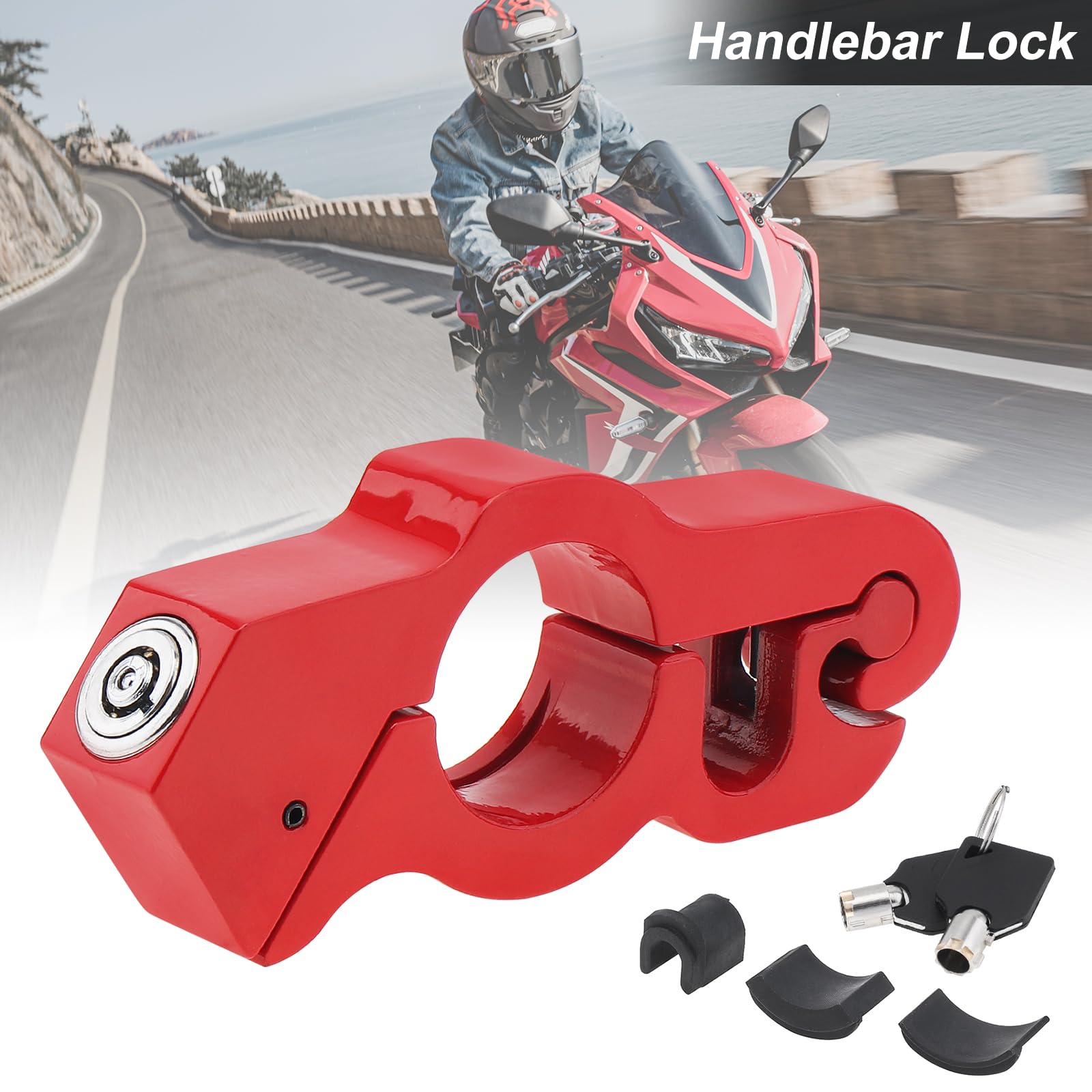 Lucchetto Per Manubrio Moto Antifurto | Blocco Freno In Lega Di Alluminio Con 2 Chiavi | Universale Per Scooter E ATV