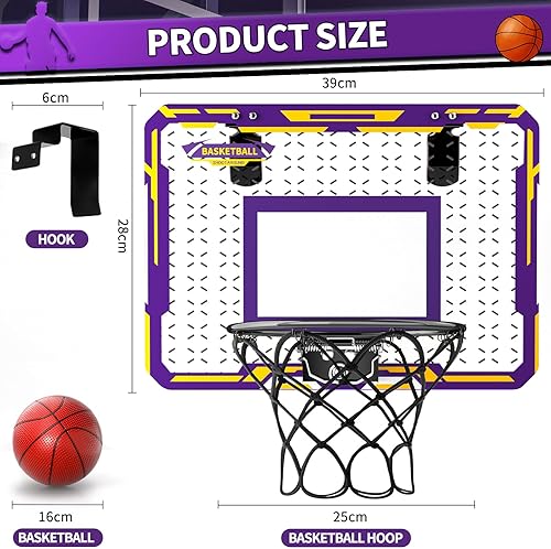 Miniatura 6 de Doloowee Aro de baloncesto para interiores para niños, mini aro de baloncesto con 4 bolas, juguetes de baloncesto para niños de 3, 4, 5, 6, 7, 8, 9,