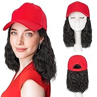 Vista 32 de SEGO - Gorra de béisbol con extensiones de pelo para mujeres, sintético resistente al calor, 6 pulgadas, postizo corto y recto ajustable, peluca