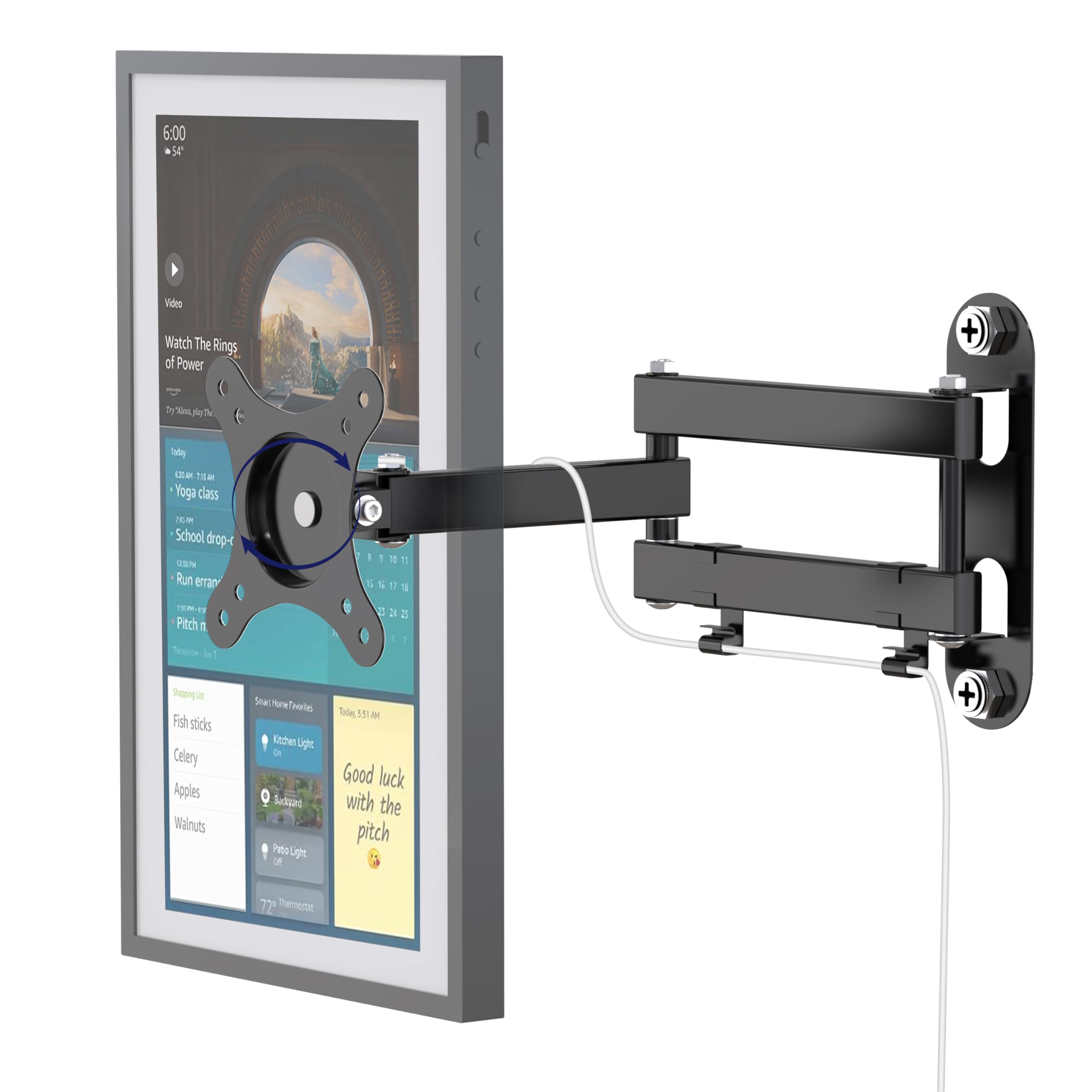 Mount for Echo Show 15, Adjustable Echo Show 15 Wall Mount Bracket, Swivel Horizontal or Vertical, Extension Wall Mount Stand, by WAWXH1314