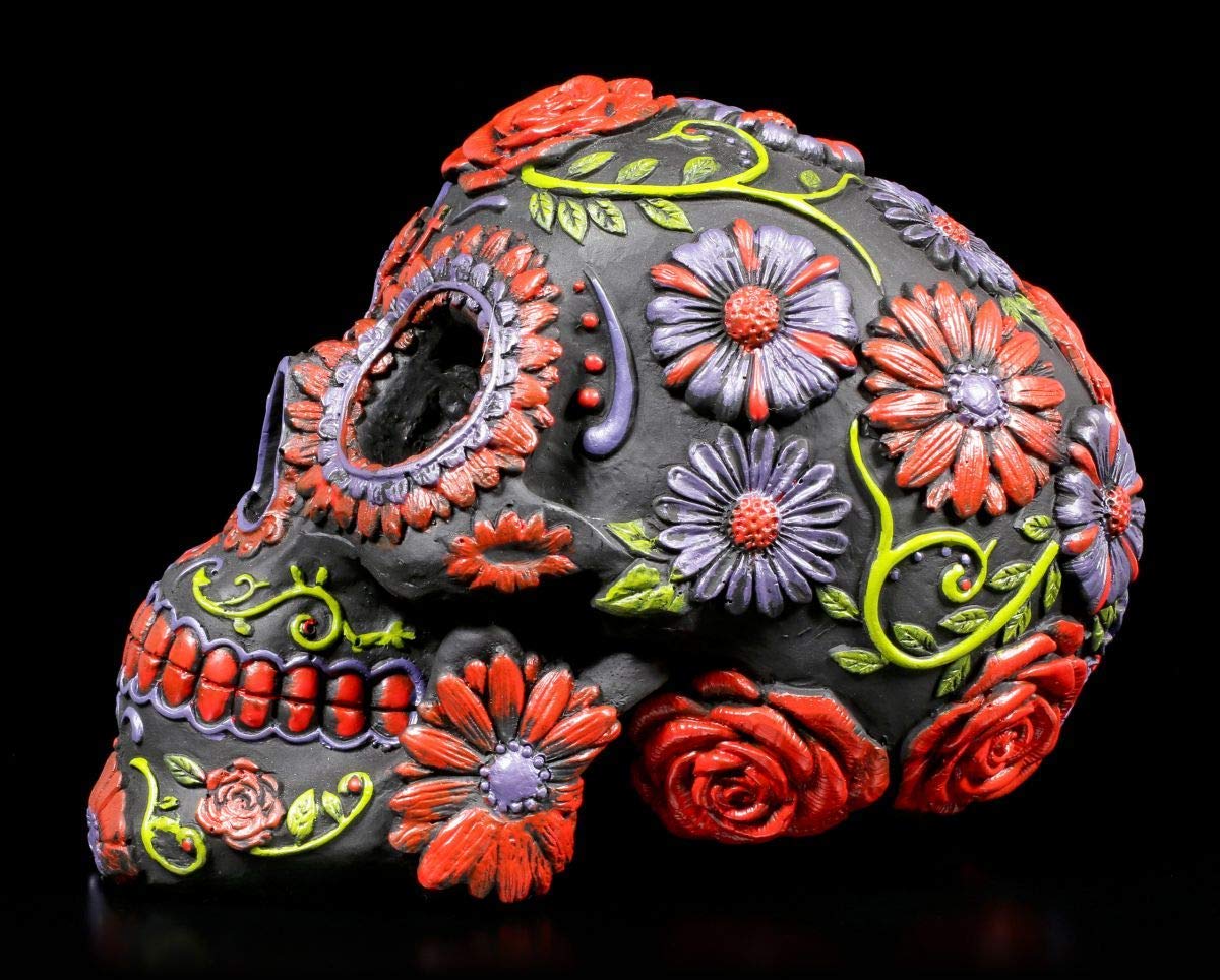 Figuren Shop GmbH Mexikanischer Gothic Totenkopf - Sugar Blooms | Fantasy-Artikel, handbemalt