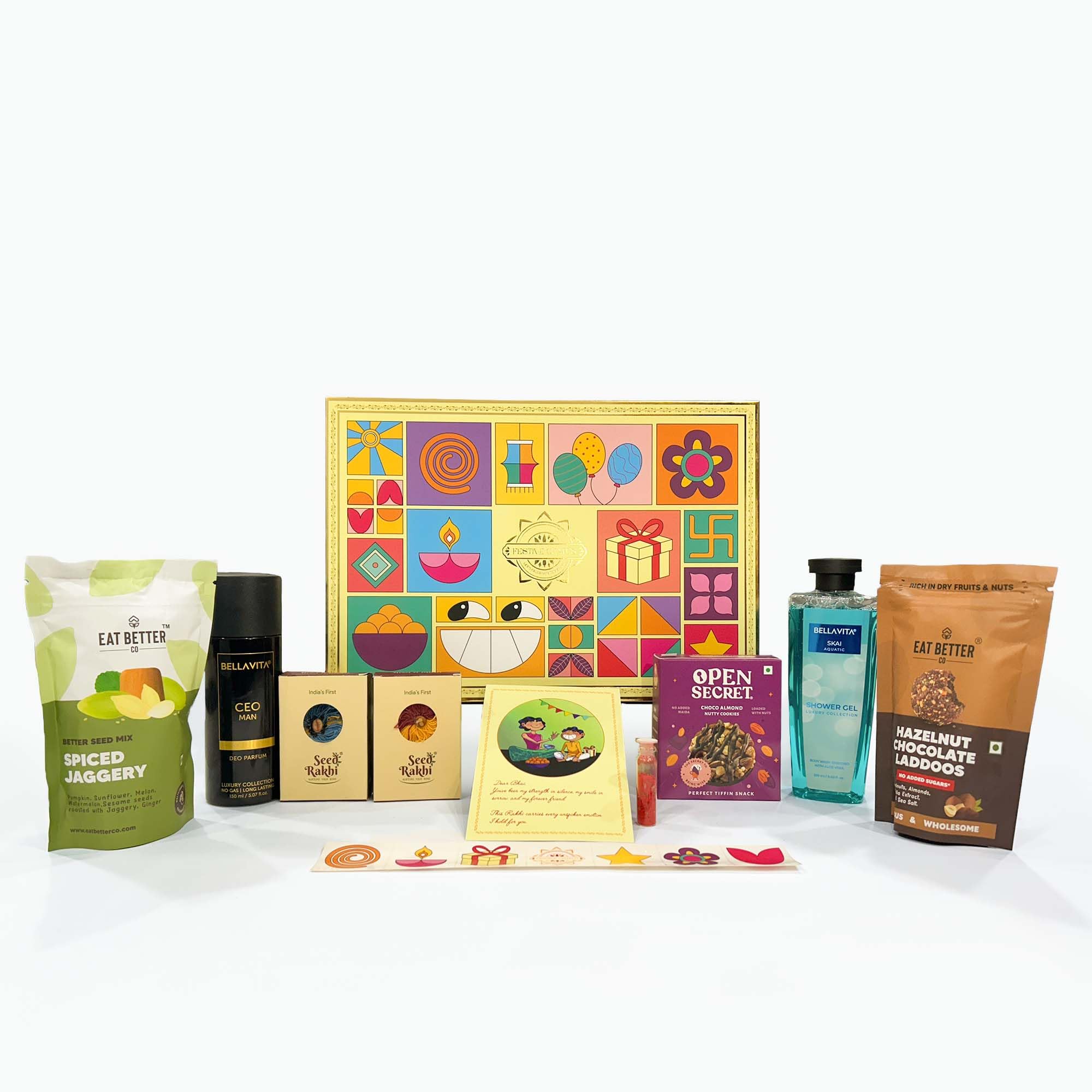 FESTIVE CRATES Rakhi Gift Hamper for Brother – Cookies, Ladoos, Plantable Rakhis, Bodycare,Roli Chawal & Festive Add-ons-image-10