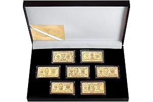 WR 7pcs/lot US Dollars Challenge Gold Bar with Coin Holder