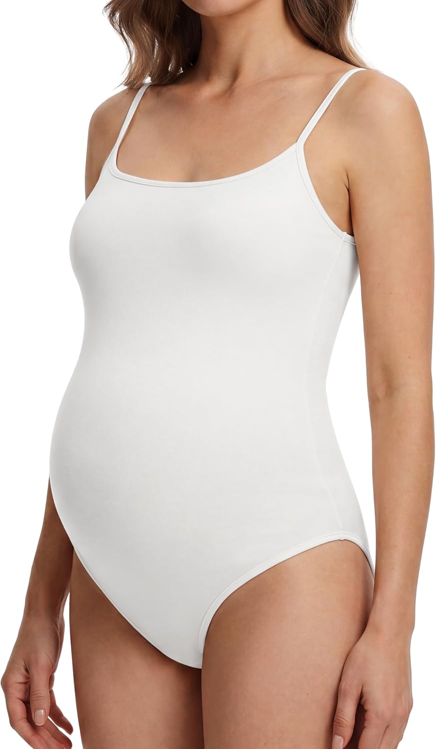 Maternity Bodysuit Spaghetti Strap Sexy Crew Neck Cami Thong Body Suit Pregnancy Jumpsuit