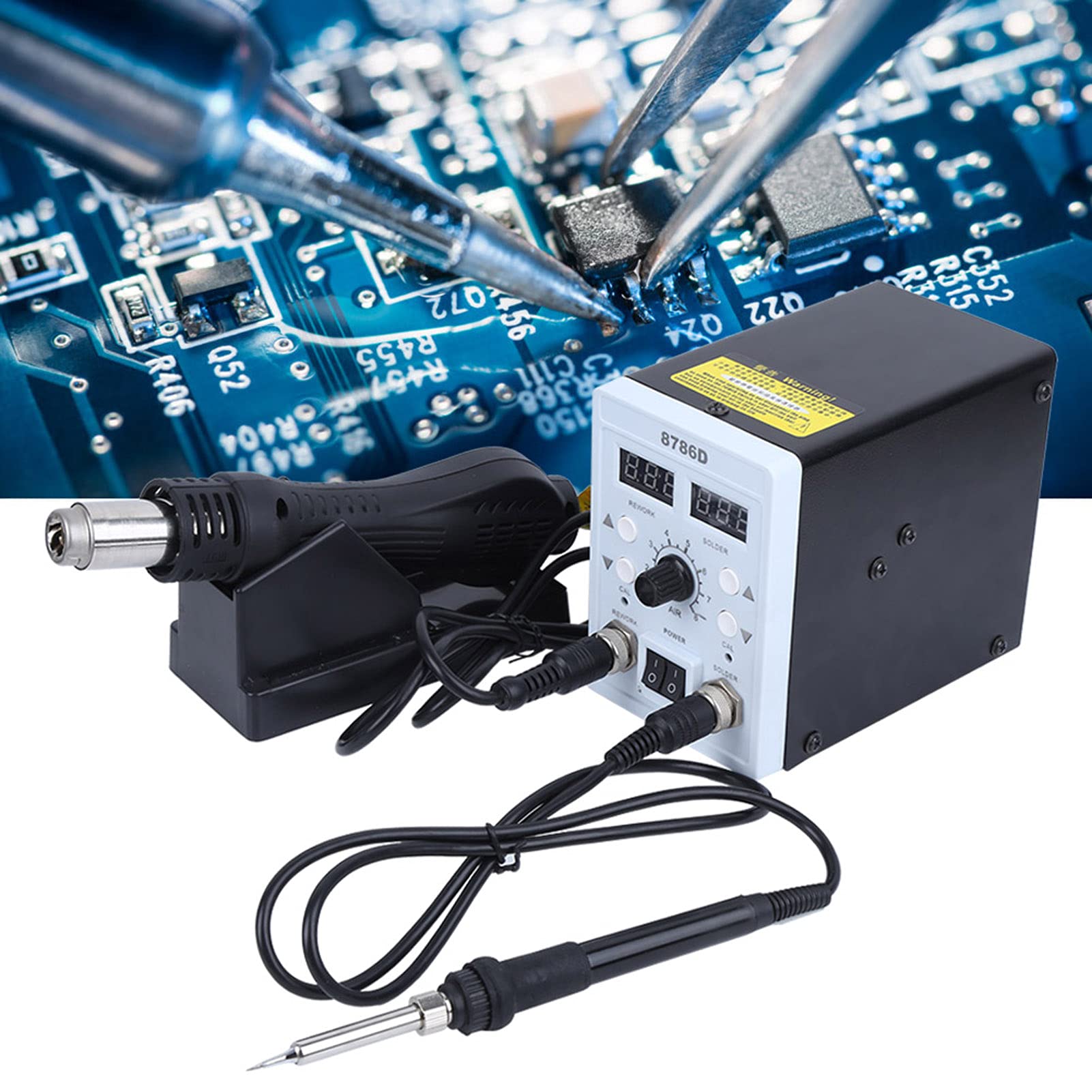Stazione di dissaldatura ad aria calda 700 W, con impugnatura de-ll'interruttore di induzione con display digitale 2 in 1 (presa UE 220 V)