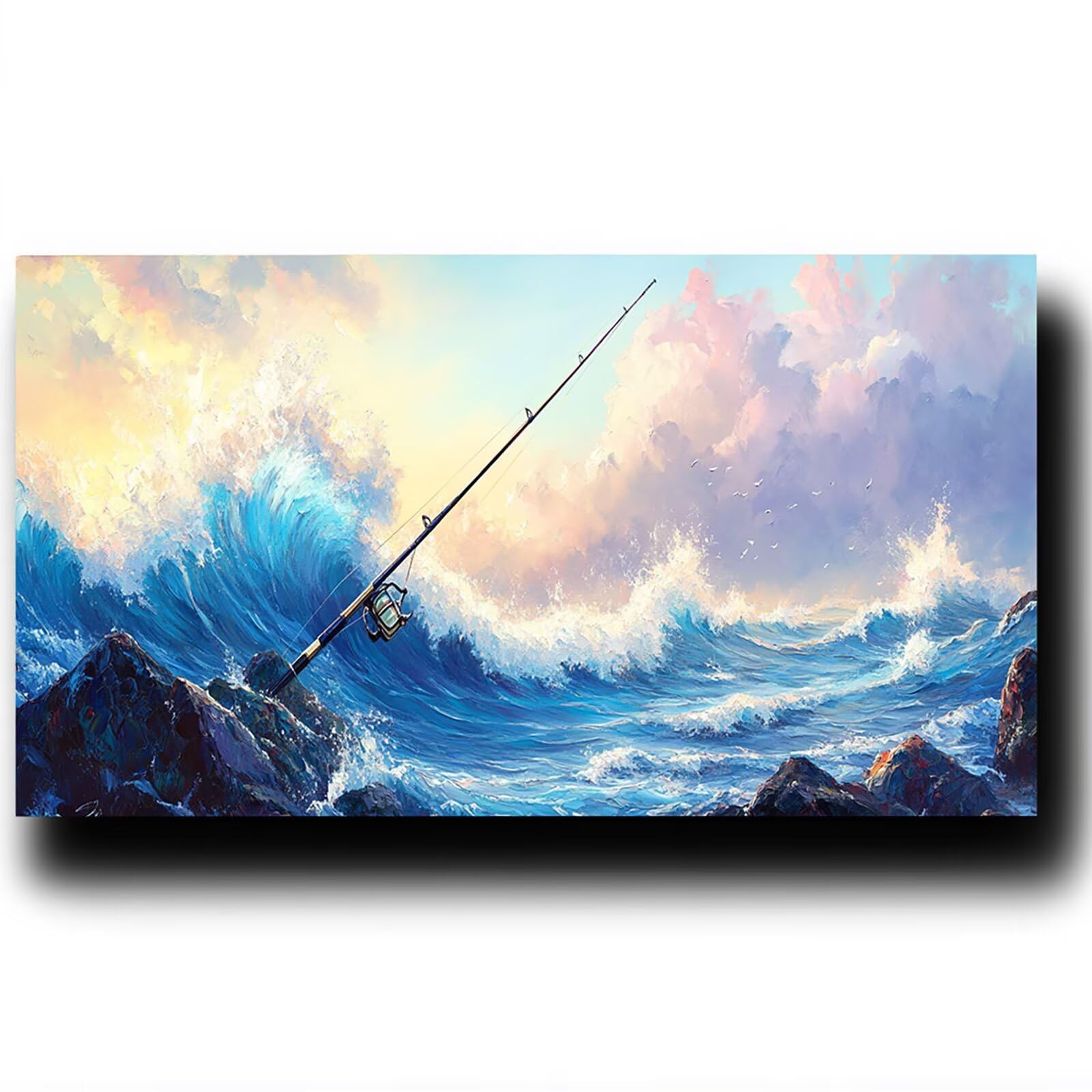 Pintar por Numeros Adultos Caña de pescar, Pintar por Numeros Niños Kit Manualidades Adultos Mar Cuadros para Pintar por Numeros Pintura Acrílico, Cuadros Decoracion Salon Modernos 80X160cm 7w-Z-4