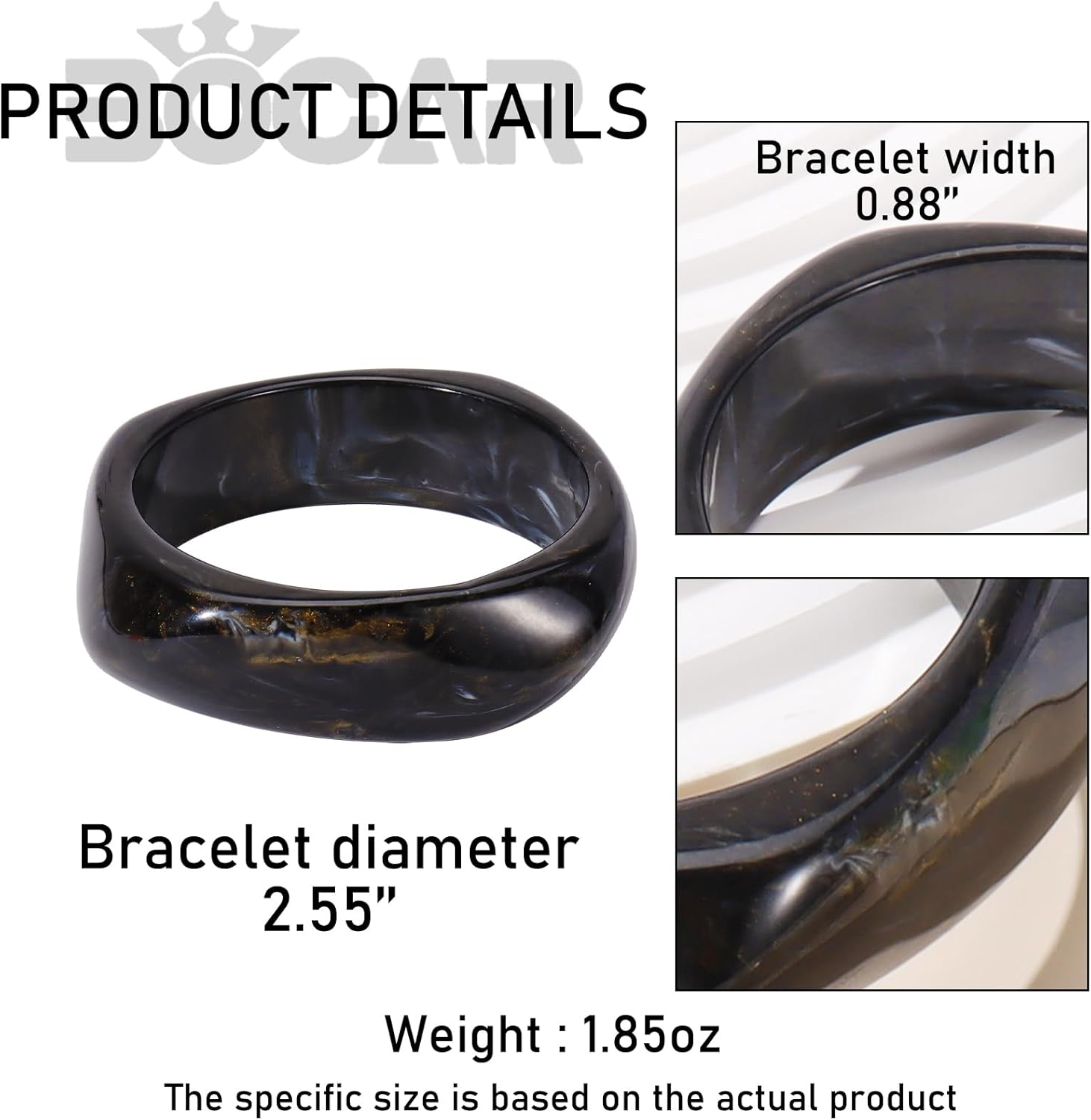 Bocar 4 pcs Cuff Vintage Resin Bangle Stretchable Irregular Geometric Bracelet Wristband for Women Prom Holiday Jewelry Gift (SL-1011) - Image 6