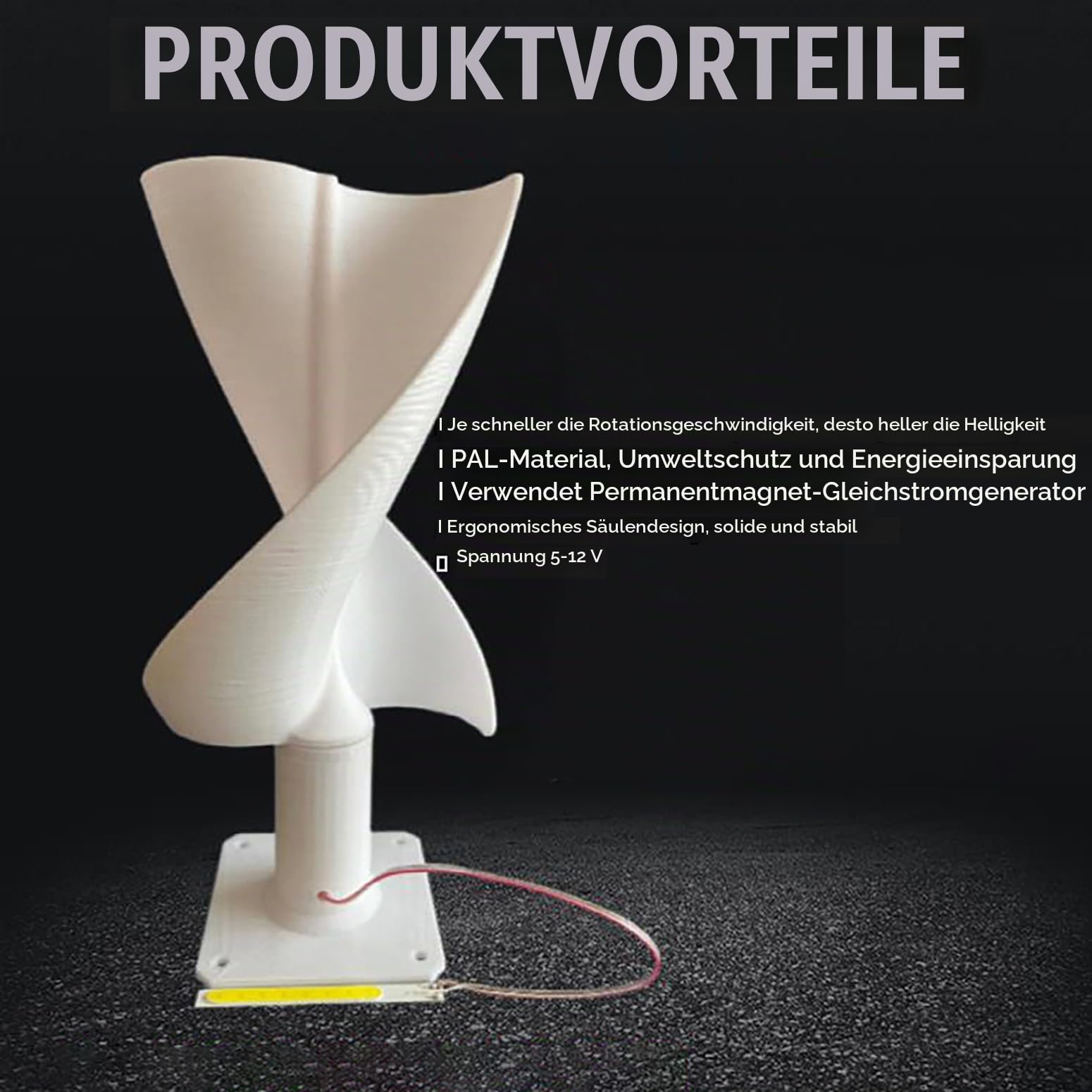 10W DIY Windgenerator Bausatz 12V Windräder Windturbine Kit Mit LED-Leuchten, Vertikalachsen-Windturbinen-Generator DIY-Windmühlenmodell Für Lehrvorträge, Inneneinrichtung,Weiß,10W