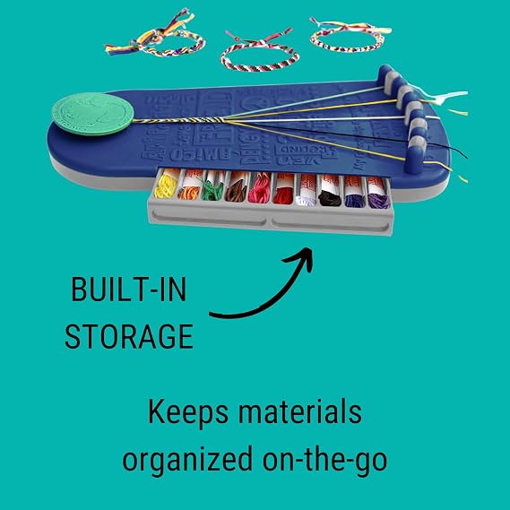 Choose Friendship Bracelet Making Kit 20 Pre-Cut Threads, Portable Loom with Storage, Makes 8 Bracelets, Craft Gift for Kids Ages 8+, Dark Blue Blueberry