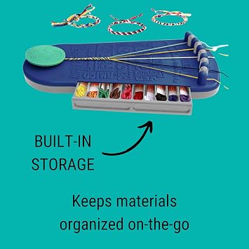 Choose Friendship Bracelet Making Kit 20 Pre-Cut Threads, Portable Loom with Storage, Makes 8 Bracelets, Craft Gift for Kids Ages 8+, Dark Blue Blueberry