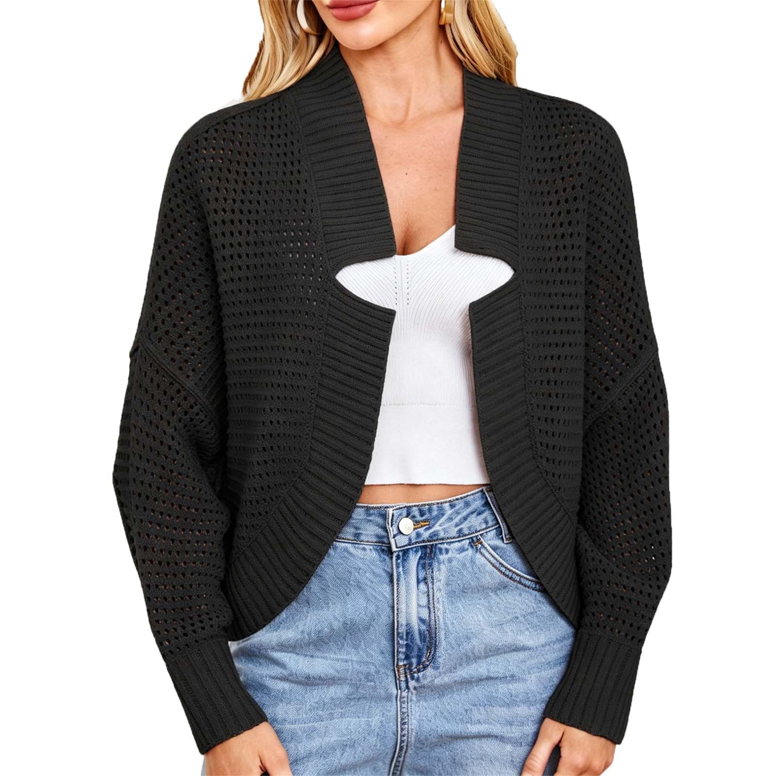 Cardigan Femme Chic Et Elegant Gilet Femme Chic Et Elegant - Gilet en Maille Chauve Souris Doux Et Léger Idéal pour L'Automne Hiver Et La Superposition Quotidienne Veste Pull Ouverte sur Devant Coupe