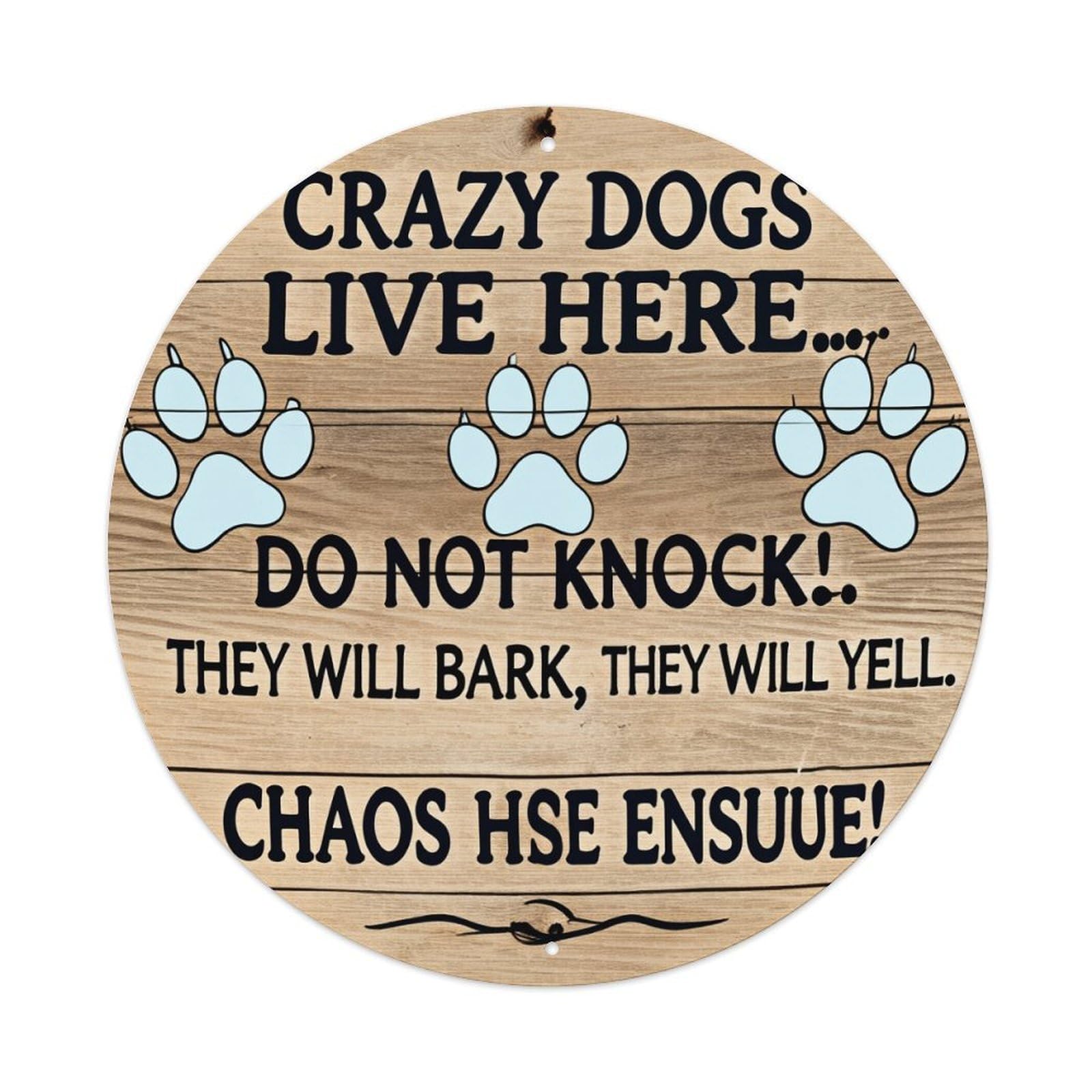 Jdfenggu Vintage Crazy Dogs Live Here Do Not Knock Retro Metal Tin Sign, Metal Poster For Bar, Home, Man Cave, Kitchen, Laundry Room Art Decor 8X8 Inch