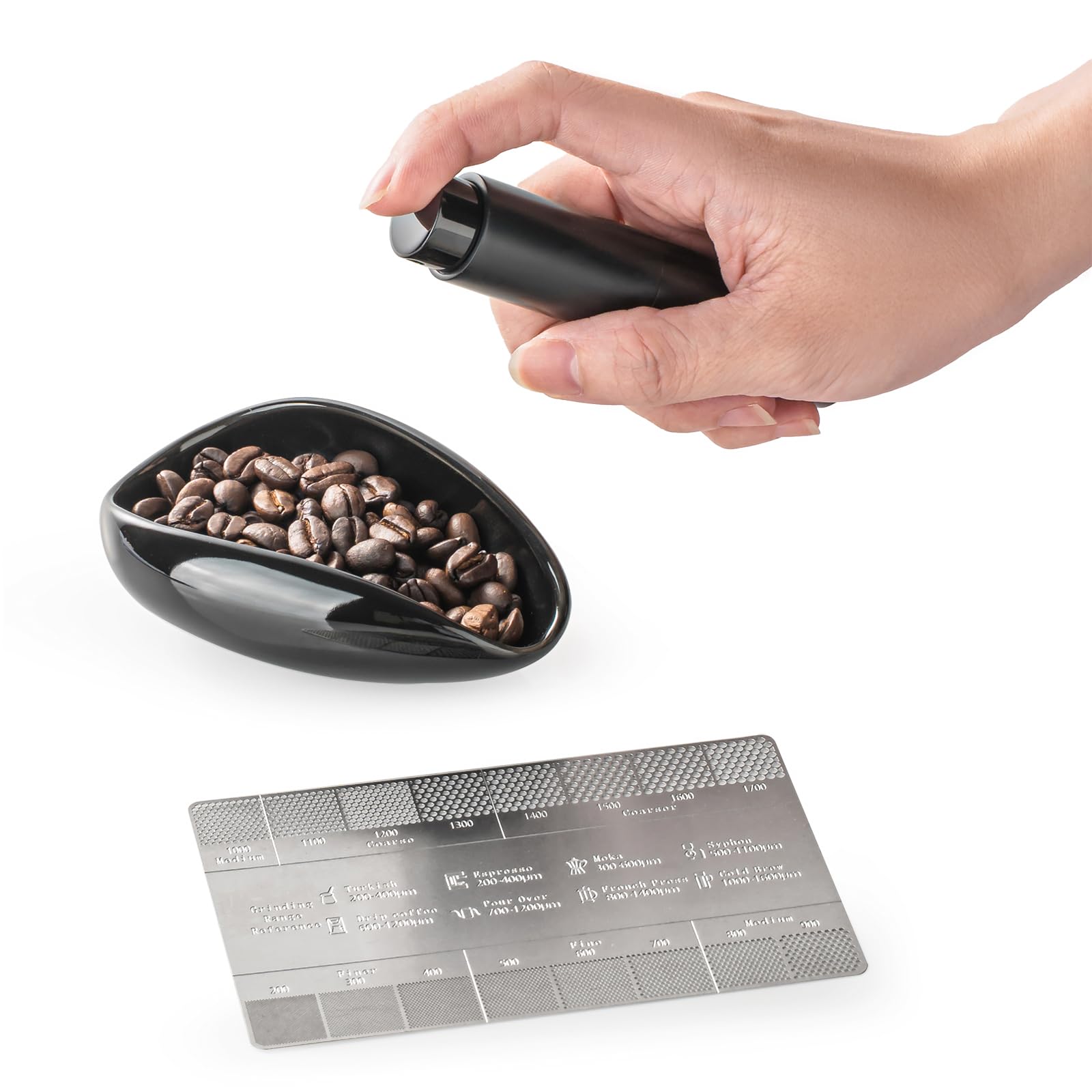 Kit café céramique KitchenTour avec tasse doseuse et spray antistatique pour mouture précise