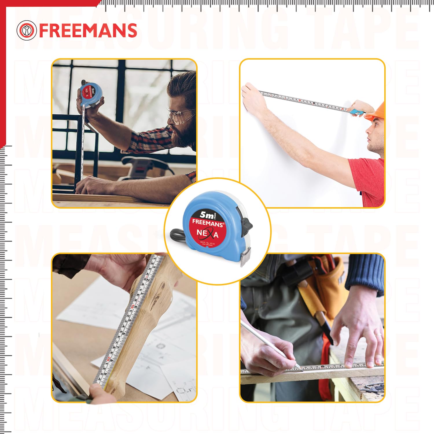 Freemans NExa 5m Measuring Tape - Durable & Click Lock -7 Freemans NExa 5m Measuring Tape - Durable & Click Lock -7