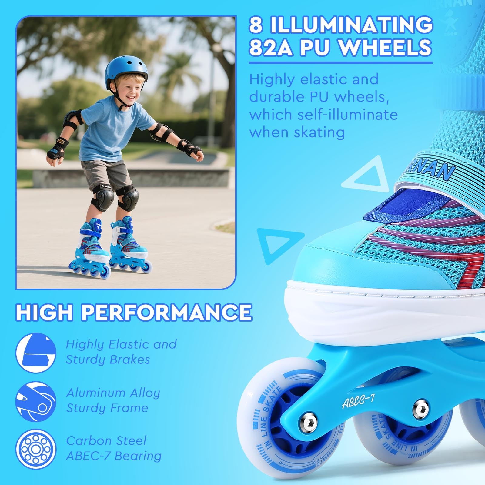Pattini a rotelle bambina per ragazze, Pattini in linea per bambini regolabili con ruote illuminate, pattini 5 dimensioni regolabili per sport interni ed esterni
