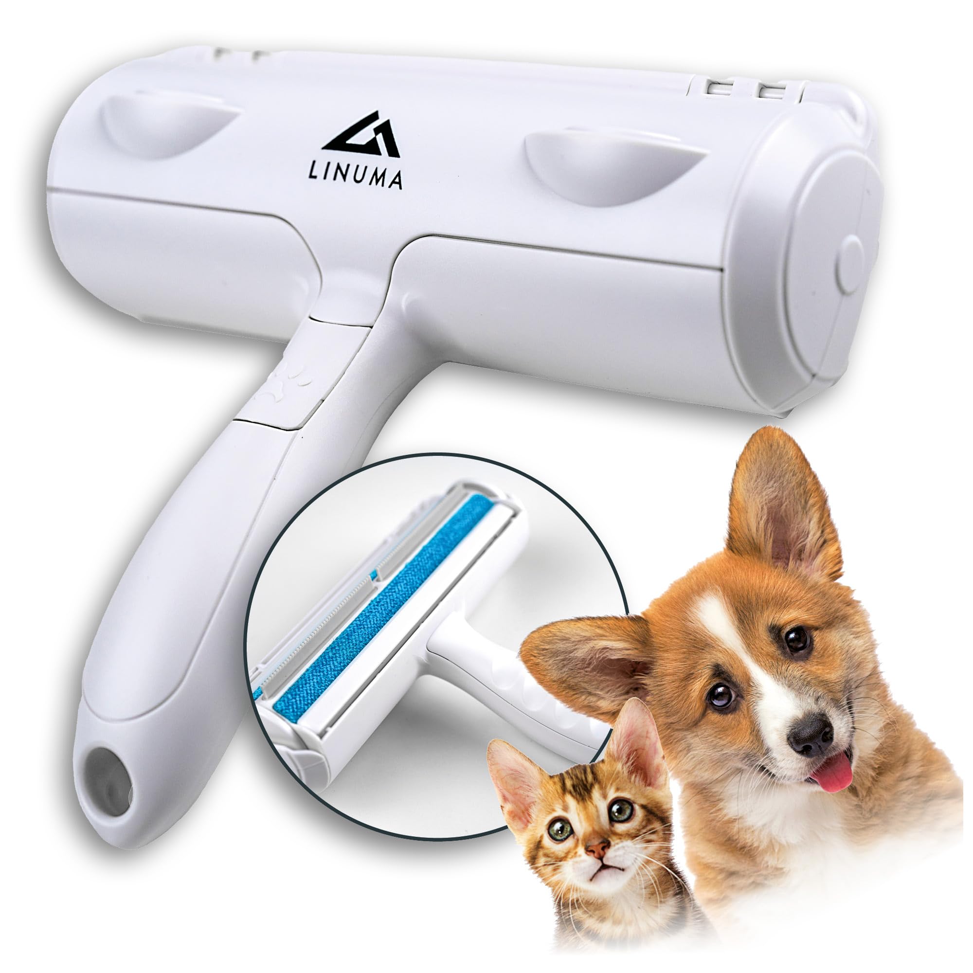 LINUMA® Spazzola Togli Peli Animali, Spazzola per Cani e Gatti, Animali Domestici peli Rimozione, Lint Rullo Riutilizzabile Spazzola, Rimuovi la Pelliccia su aree fisse piace Cuccia, Tappeti e Divani